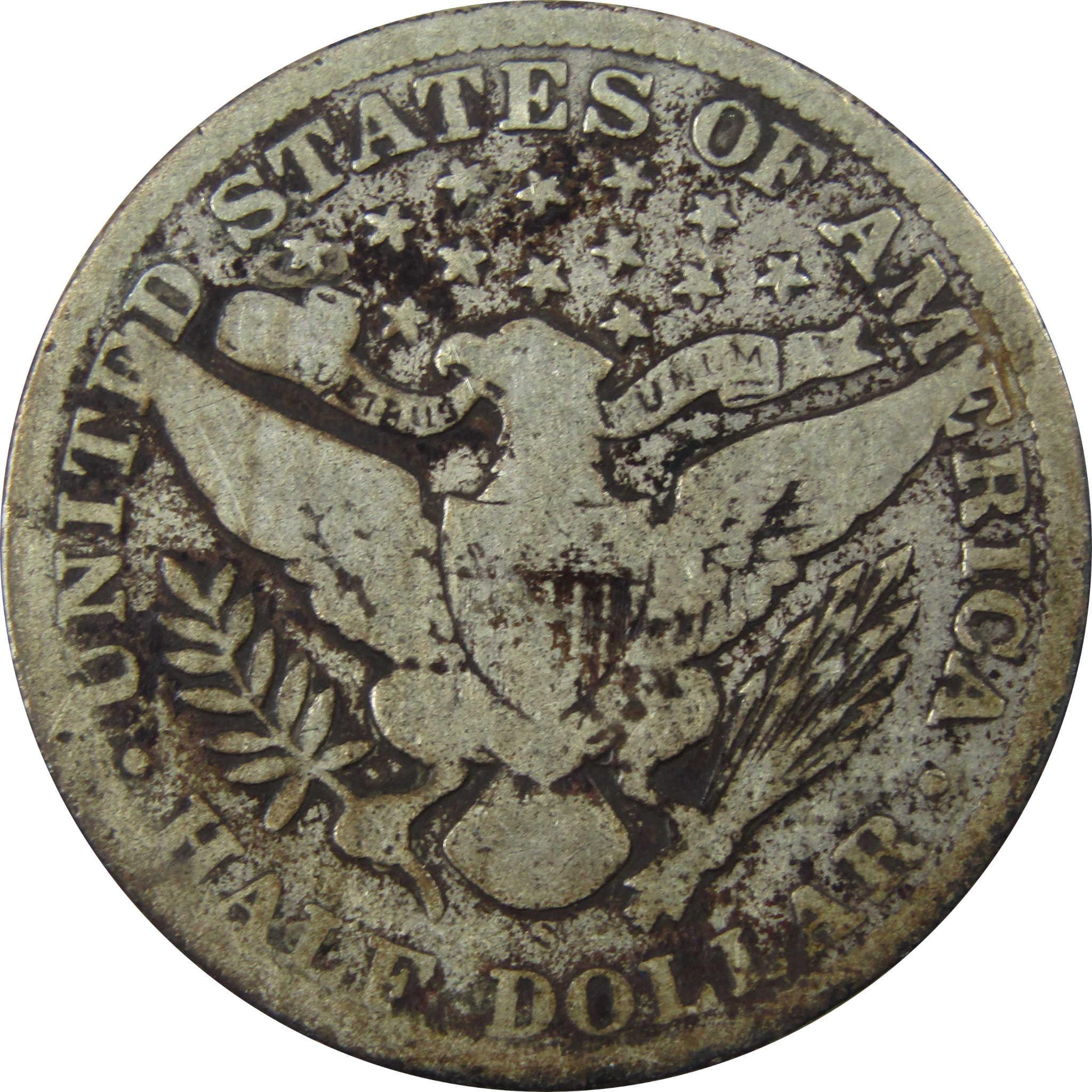 1908 S Barber Silver Half Dollar VG Very Good 50c Coin SKU:I25973