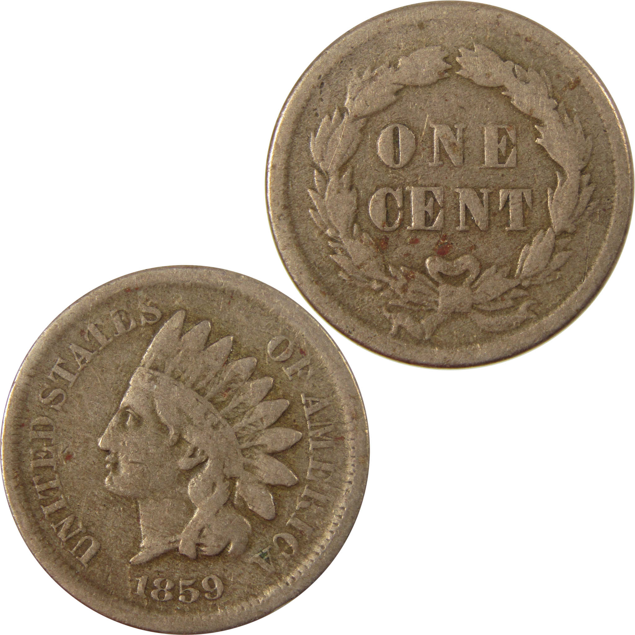 1859 Indian Head Cent VG Very Good Details Penny 1c Coin SKU:CP1252