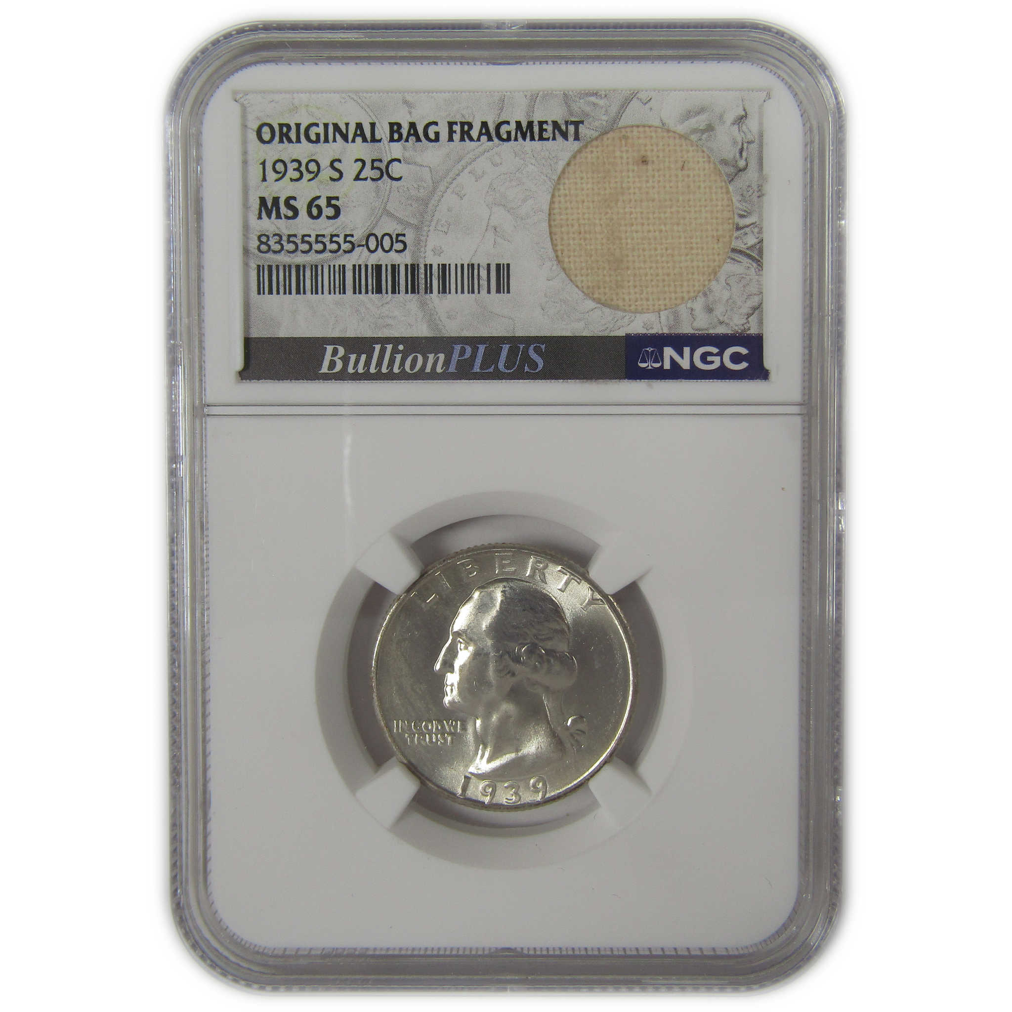 1939 S Washington Quarter MS 65 NGC Original Bag Fragment SKU:I22594