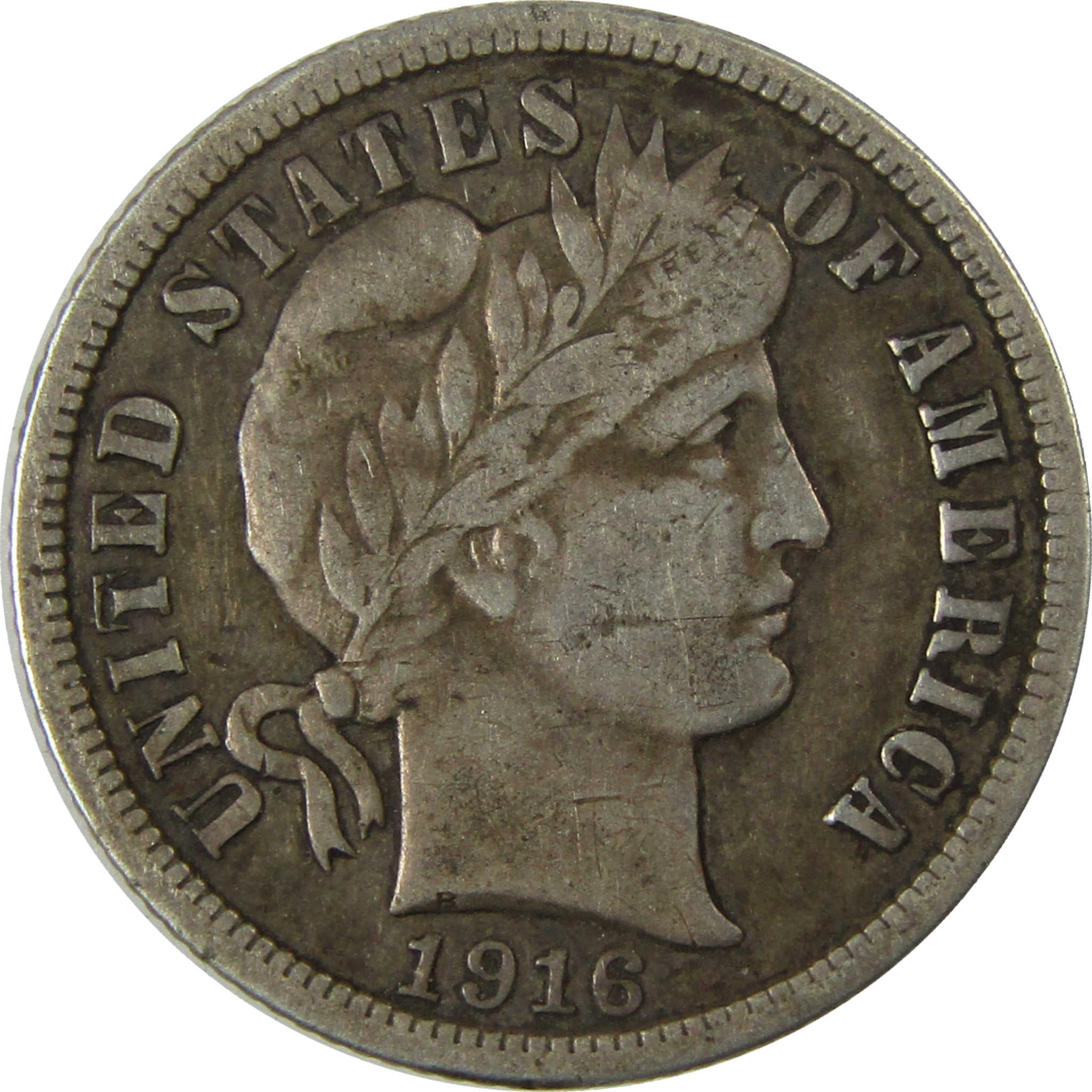 1916 Barber Silver Dime VF Very Fine 10c Coin Collectible SKU:CP1592