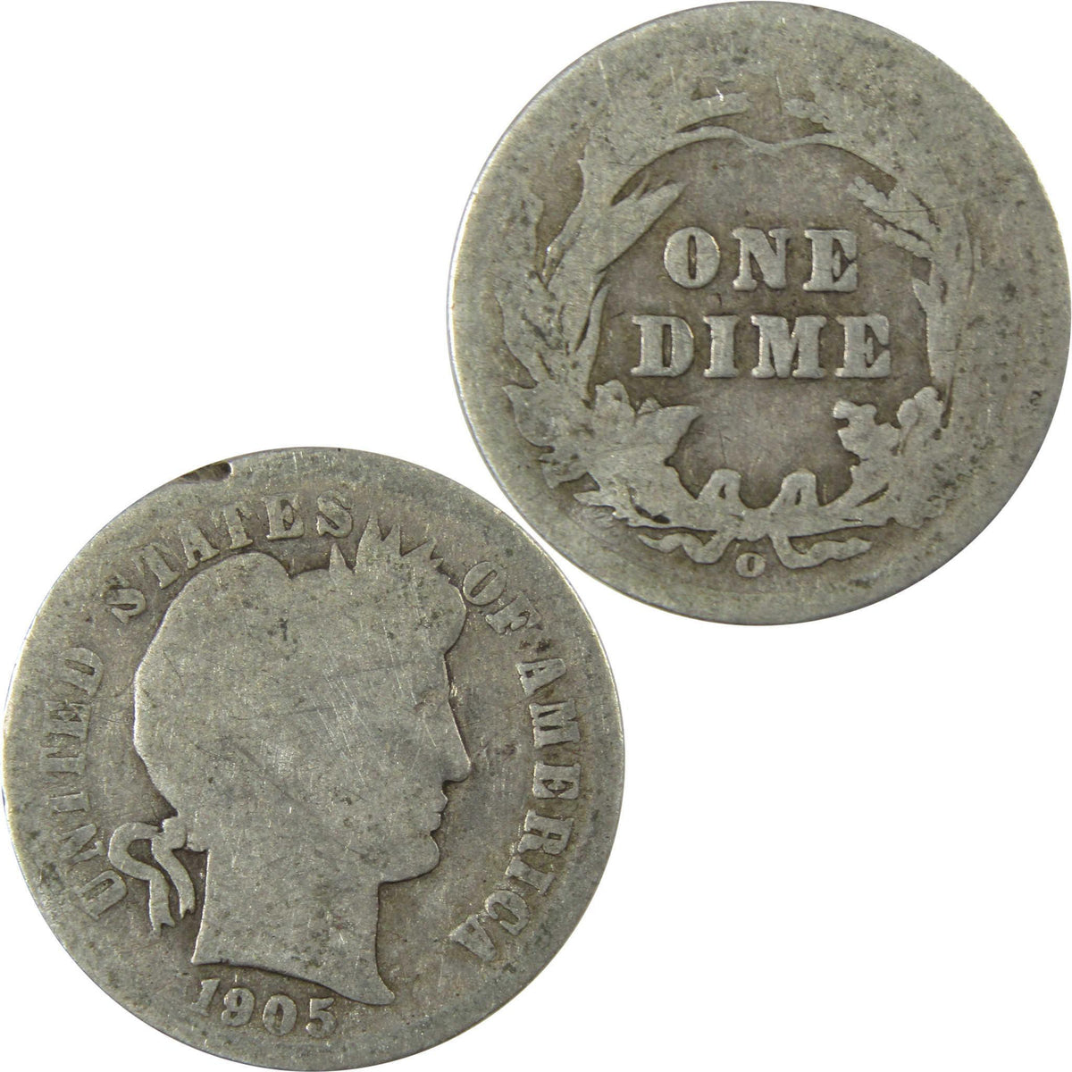 1905 O Micro O Barber Silver Dime AG About Good Details SKU:I26621