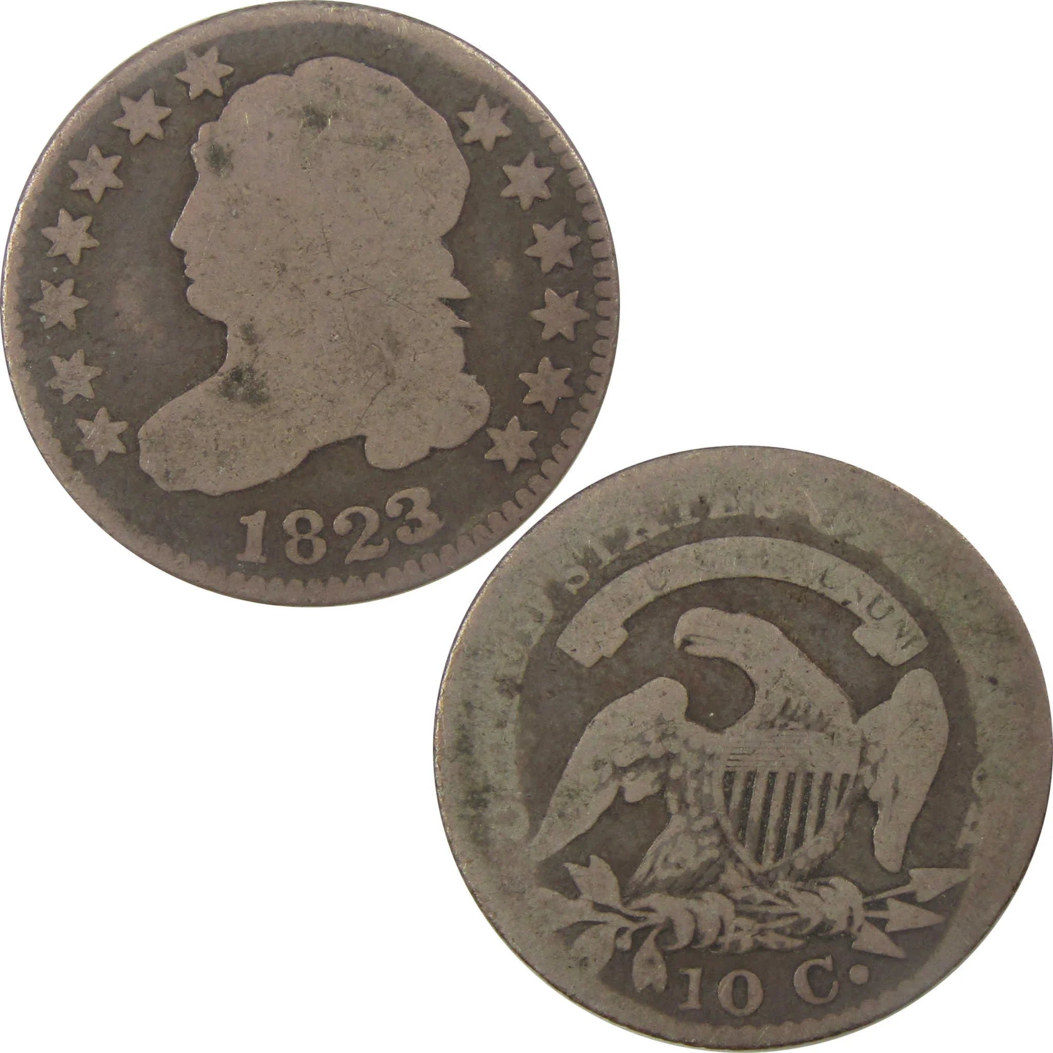 1823/2 Capped Bust Dime AG About Good Silver 10c Coin SKU:I21647