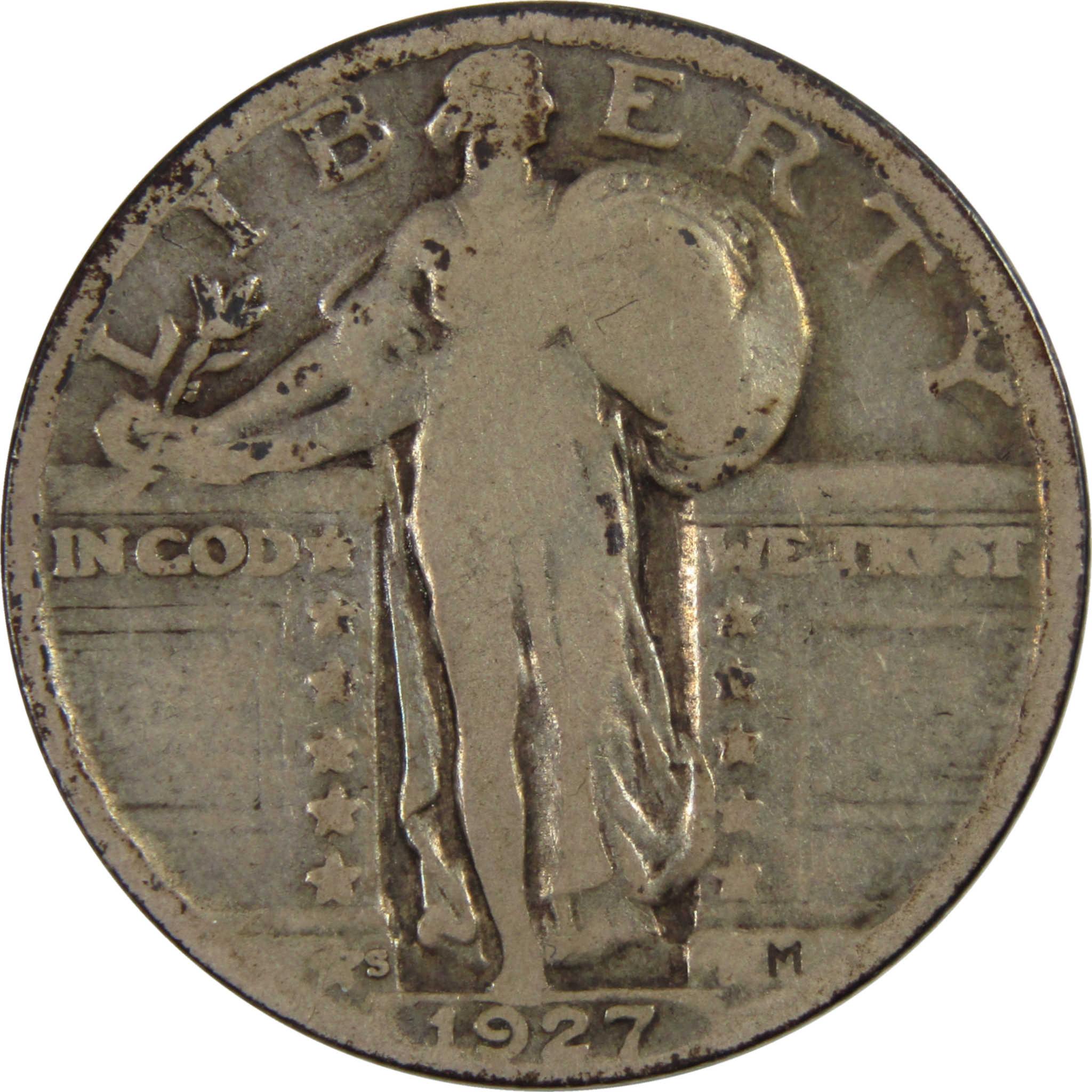 1927 S Standing Liberty Silver Quarter VG Very Good 25c Coin SKU:I8144
