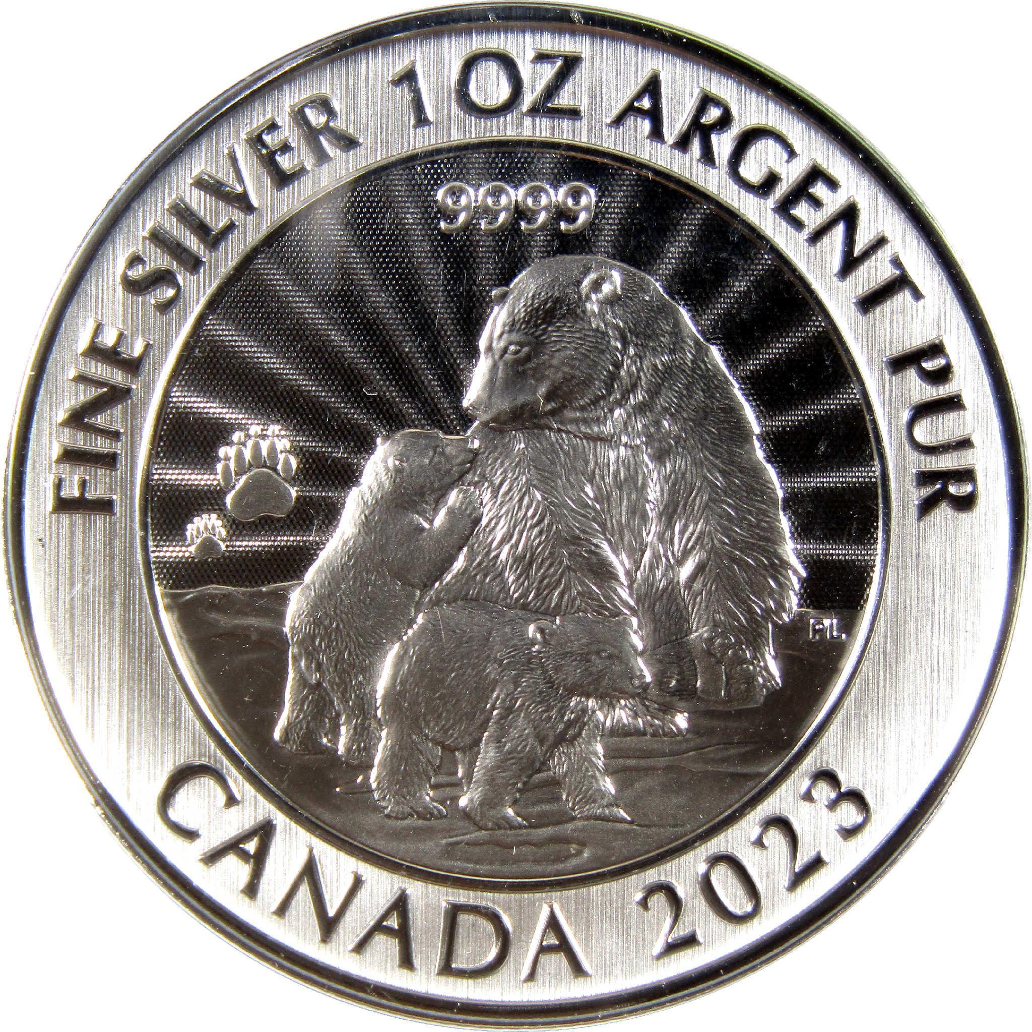 2023 Canadian Polar Bear and Cubs BU Uncirculated 1 oz .9999 Silver $5