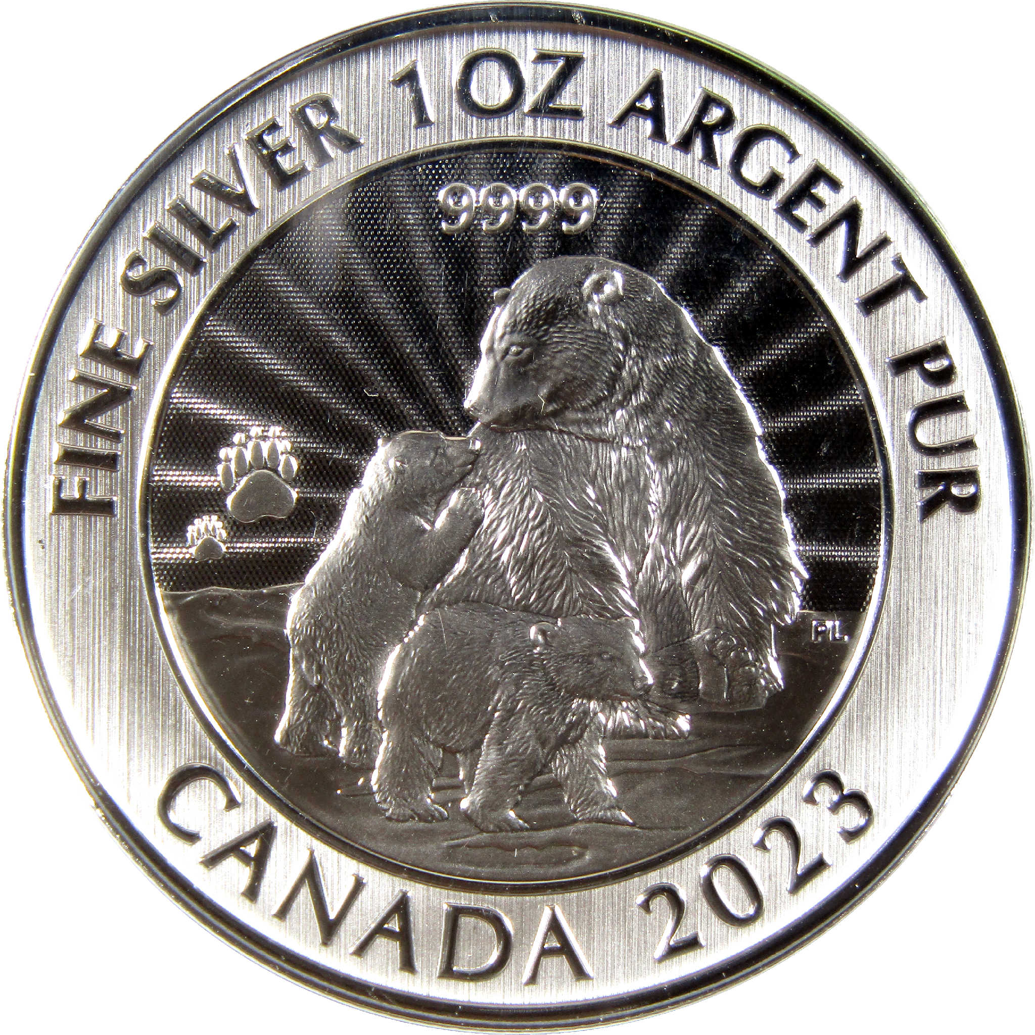 2023 Canada $5 1 oz Silver Majestic Polar Bear and Cubs Uncirculated