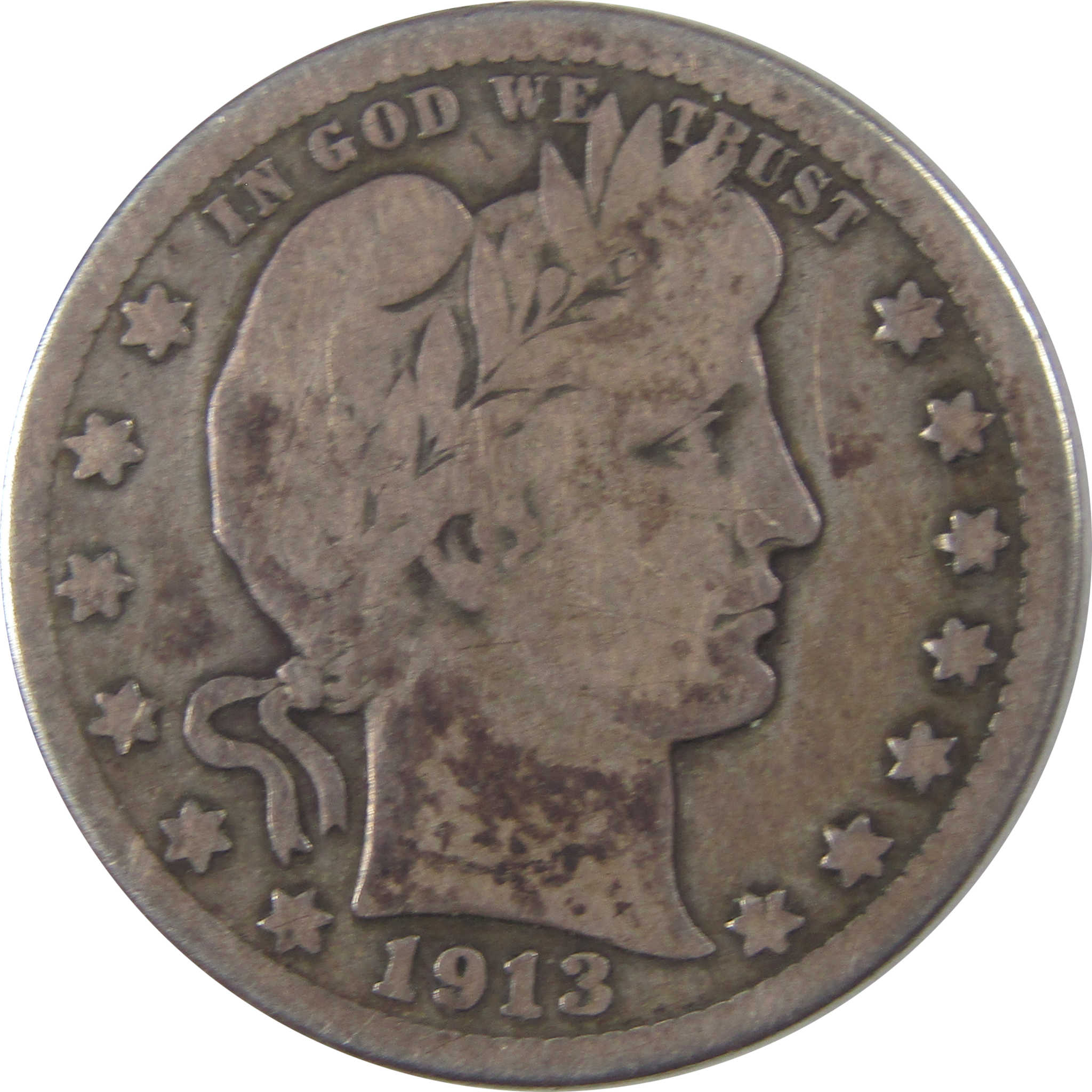 1913 S Barber Quarter VG Very Good Silver 25c Coin SKU:I18007