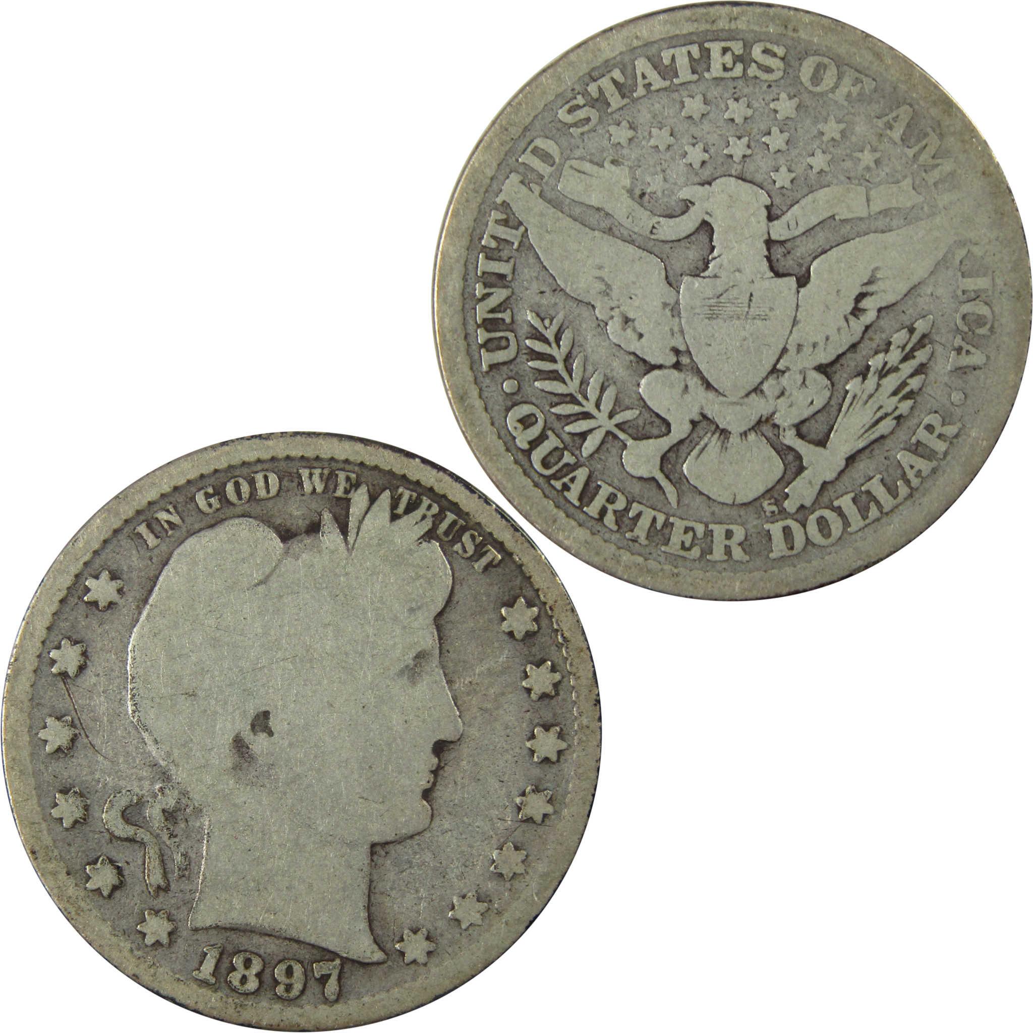 1897 S Barber Silver Quarter AG About Good 25c Coin SKU:I25947
