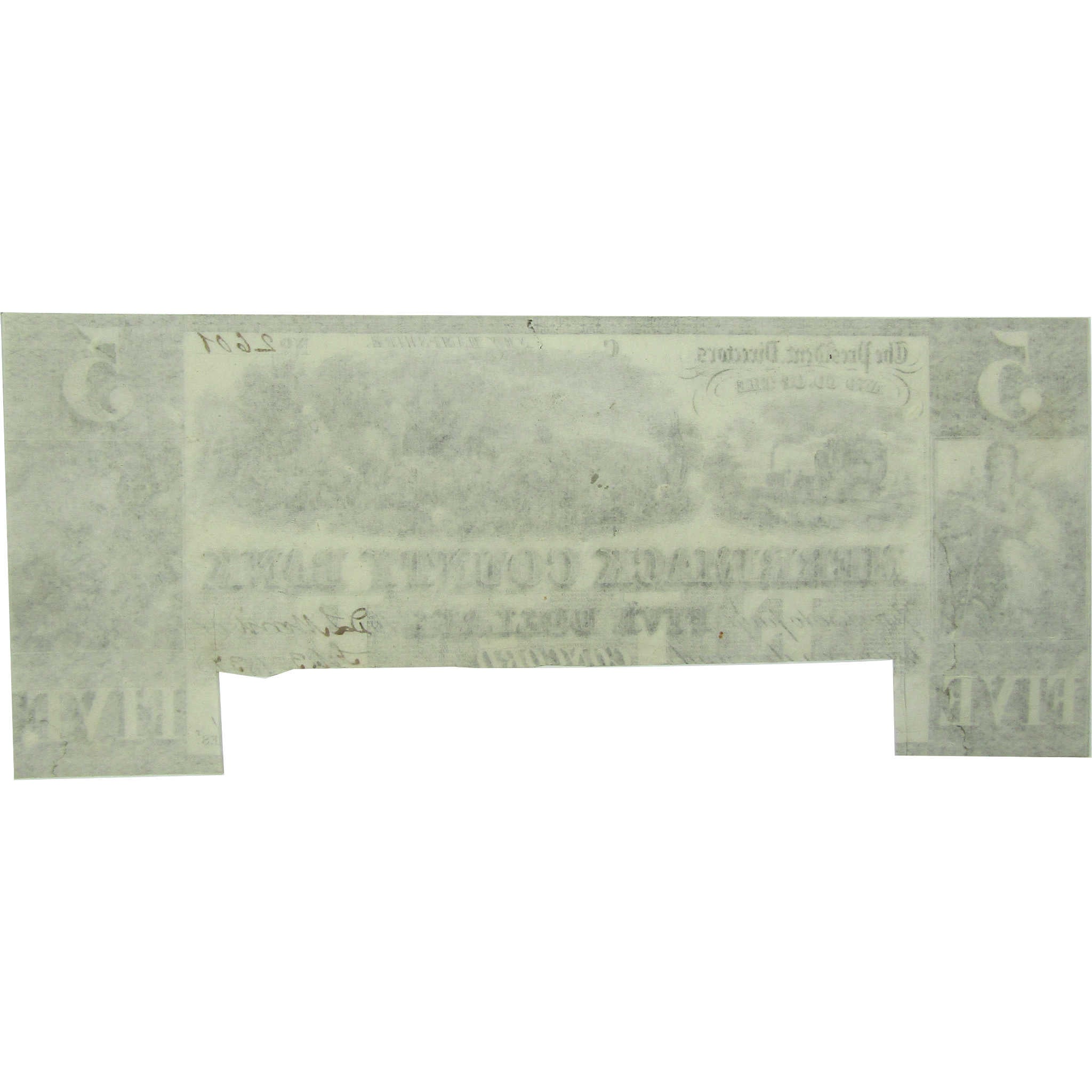 $5 Merrimack County Bank NH Obsolete Note Circulated Cut Canceled