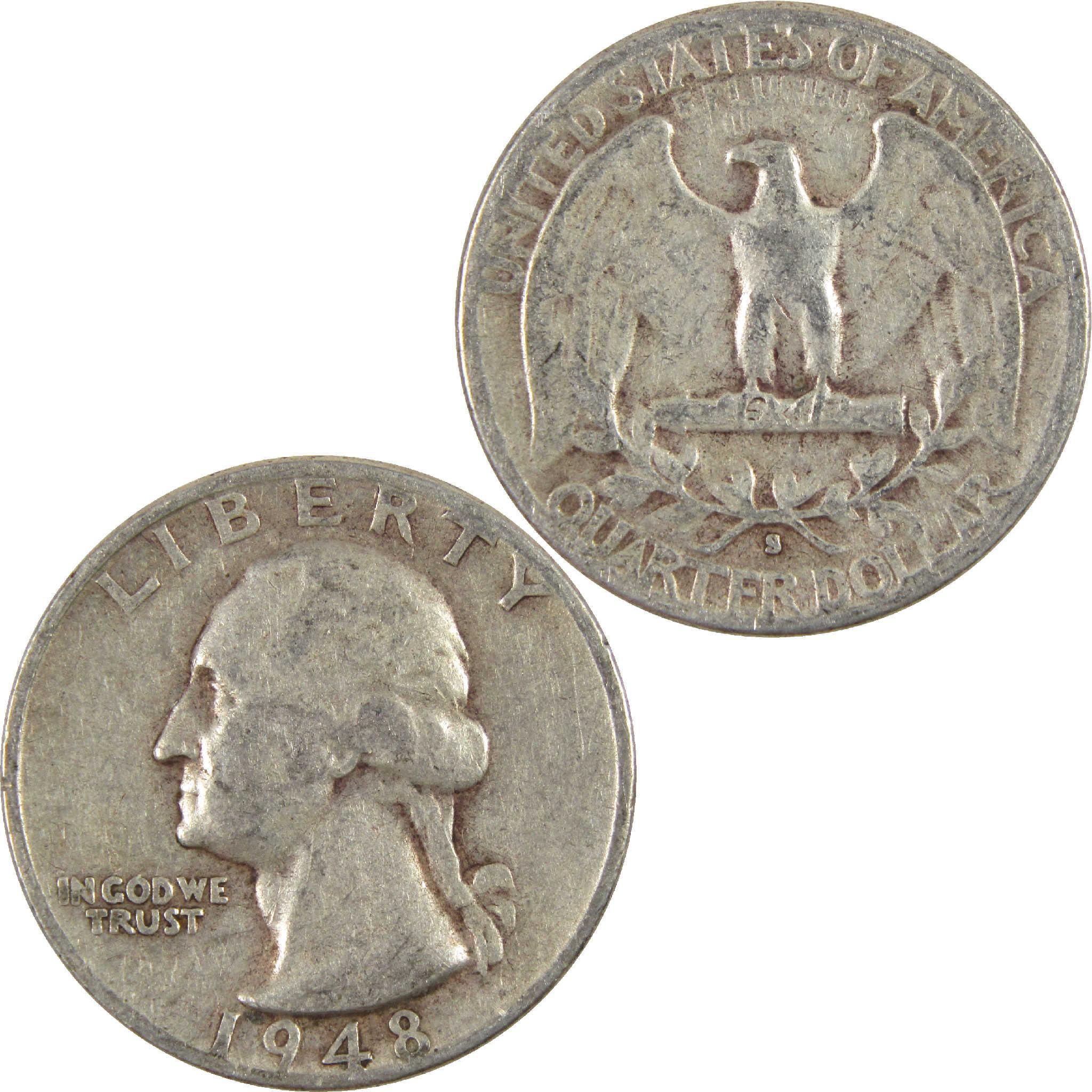 1948 S Washington Quarter VG Very Good Silver 25c Coin