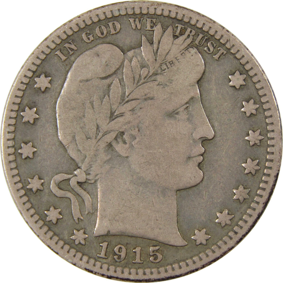1915 S Barber Silver Quarter F Fine 25c Coin Collectible