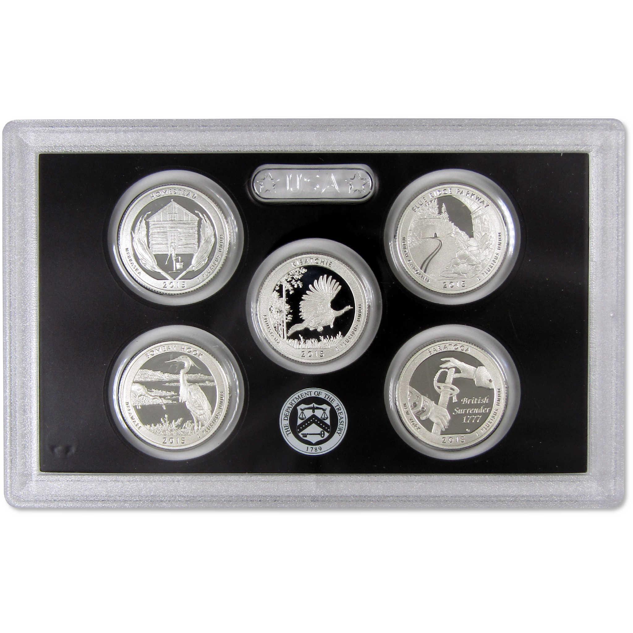 2015 America the Beautiful Quarter Silver Proof Set U.S. Mint OGP COA