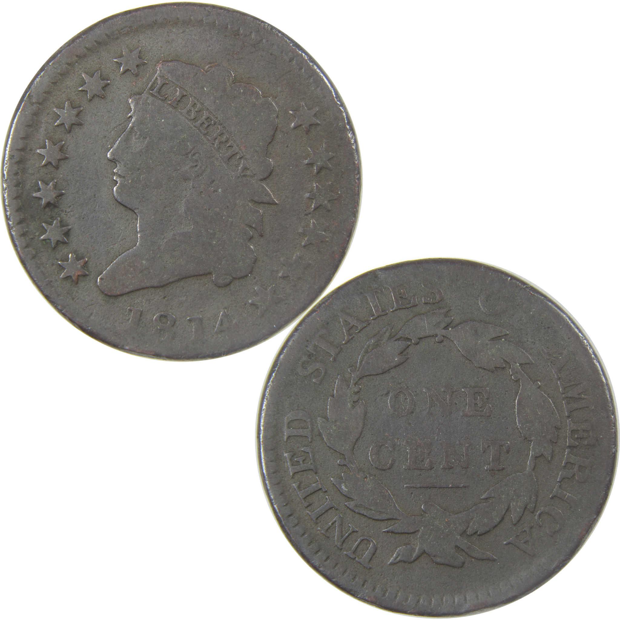 1814 Crosslet 4 Classic Head Copper Large Cent Circulated Penny
