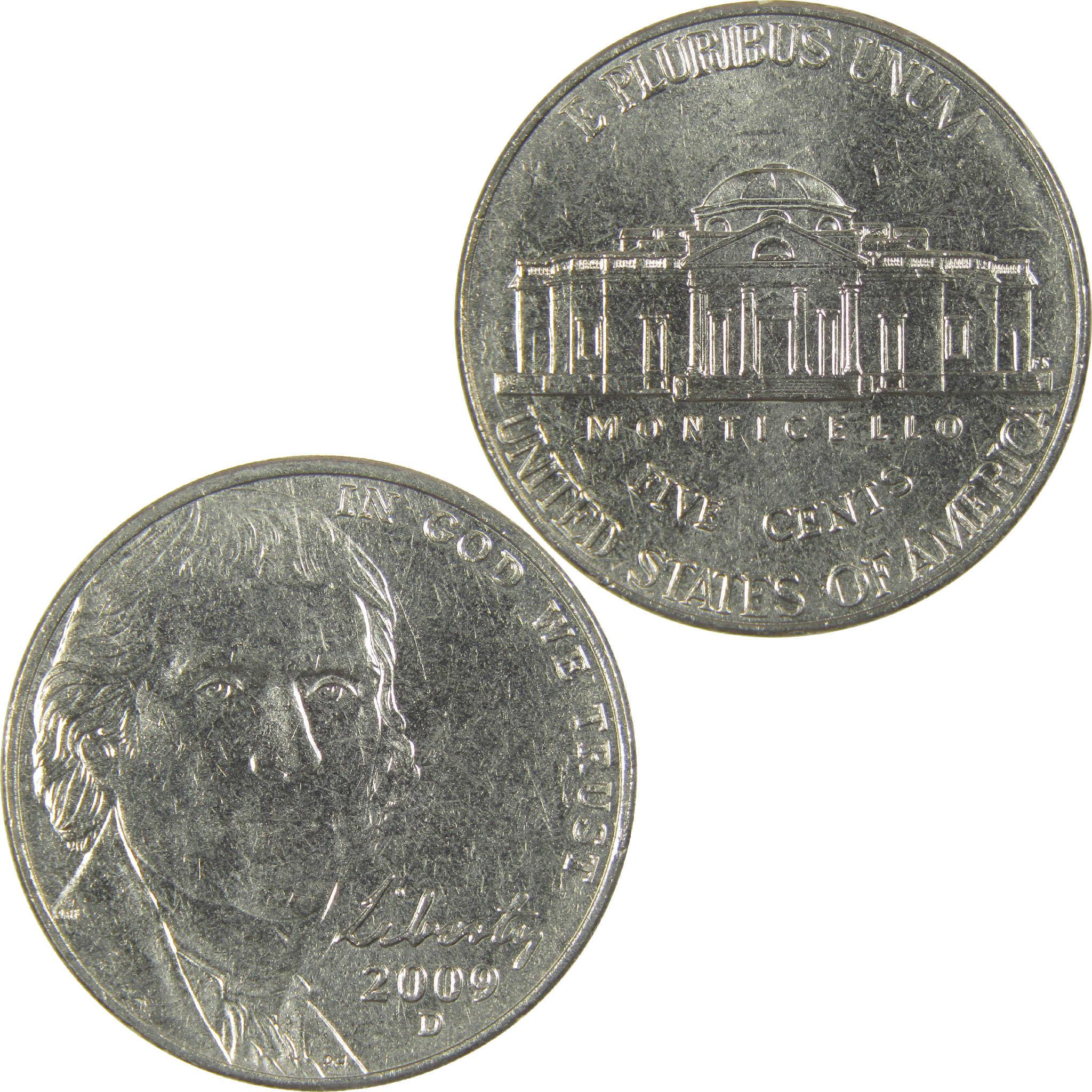 2009 D Jefferson Nickel Uncirculated 5c Coin