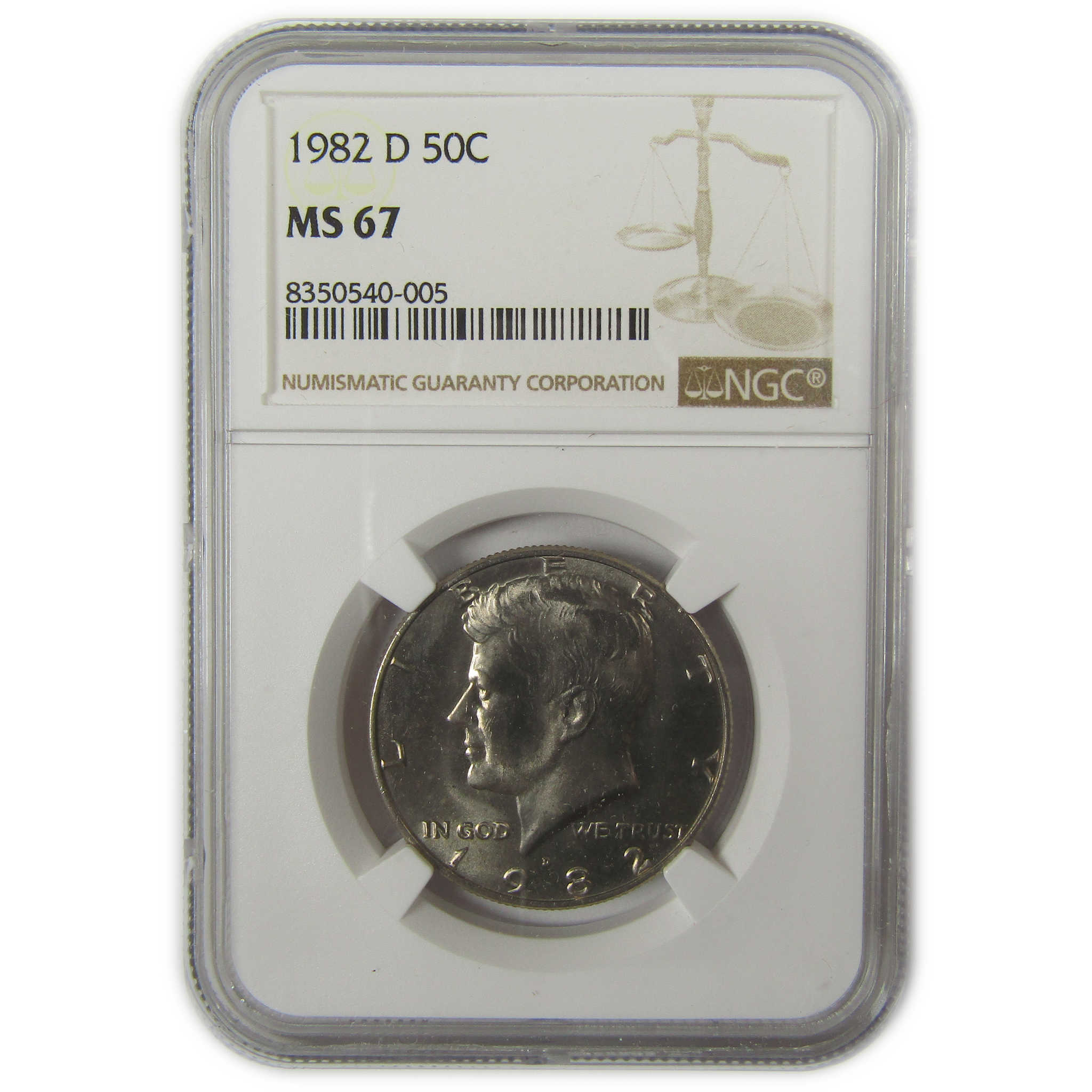 1982 D Kennedy Half Dollar MS 67 NGC Clad Uncirculated SKU:I20542