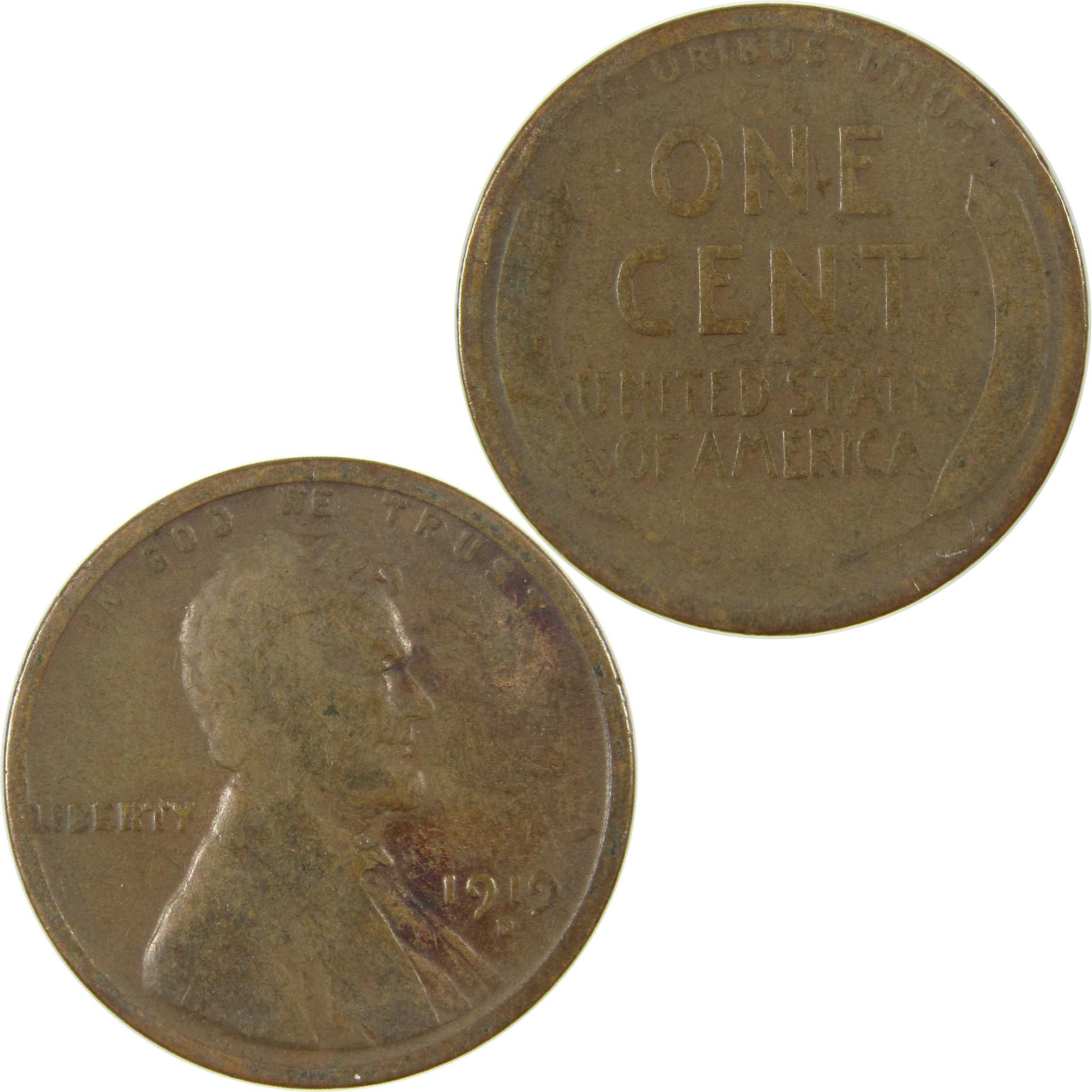 1919 D Lincoln Wheat Cent G Good Penny 1c Coin Collectible SKU:I27174