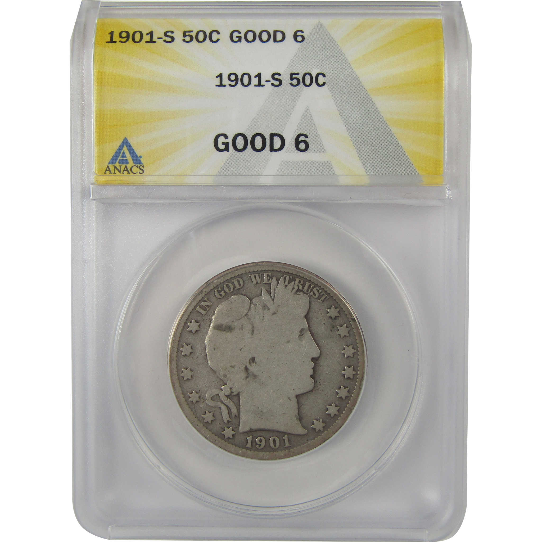 1901 S Barber Half Dollar G 6 ANACS Silver 50c Coin SKU:I22230