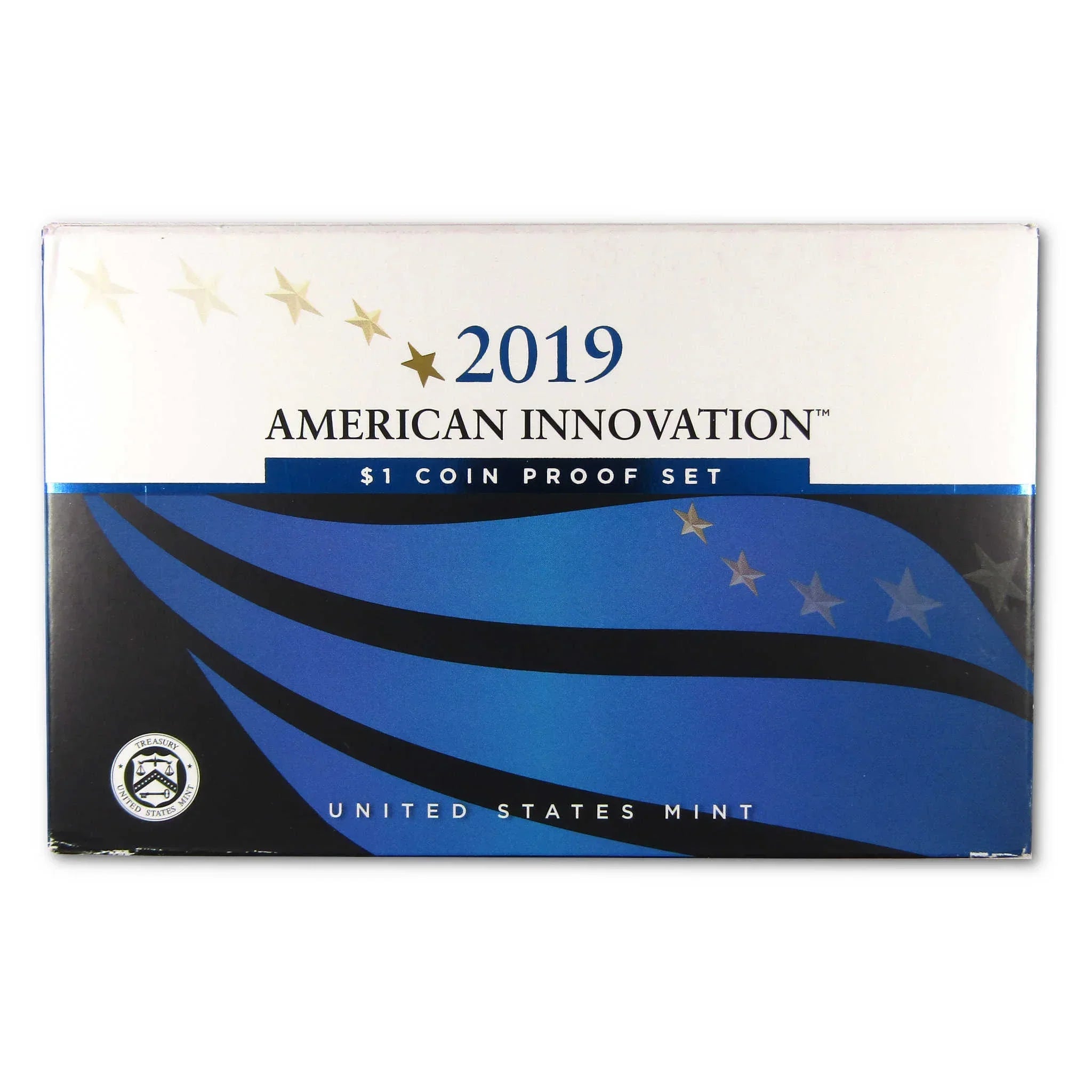2019 American Innovation $1 coin proof set United States Mint box with blue design