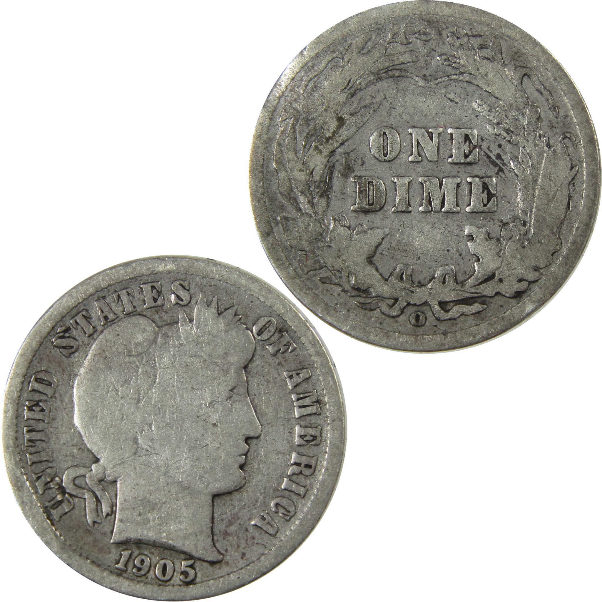 1905 O Micro O Barber Silver Dime G Good Details 10c Coin SKU:I26631