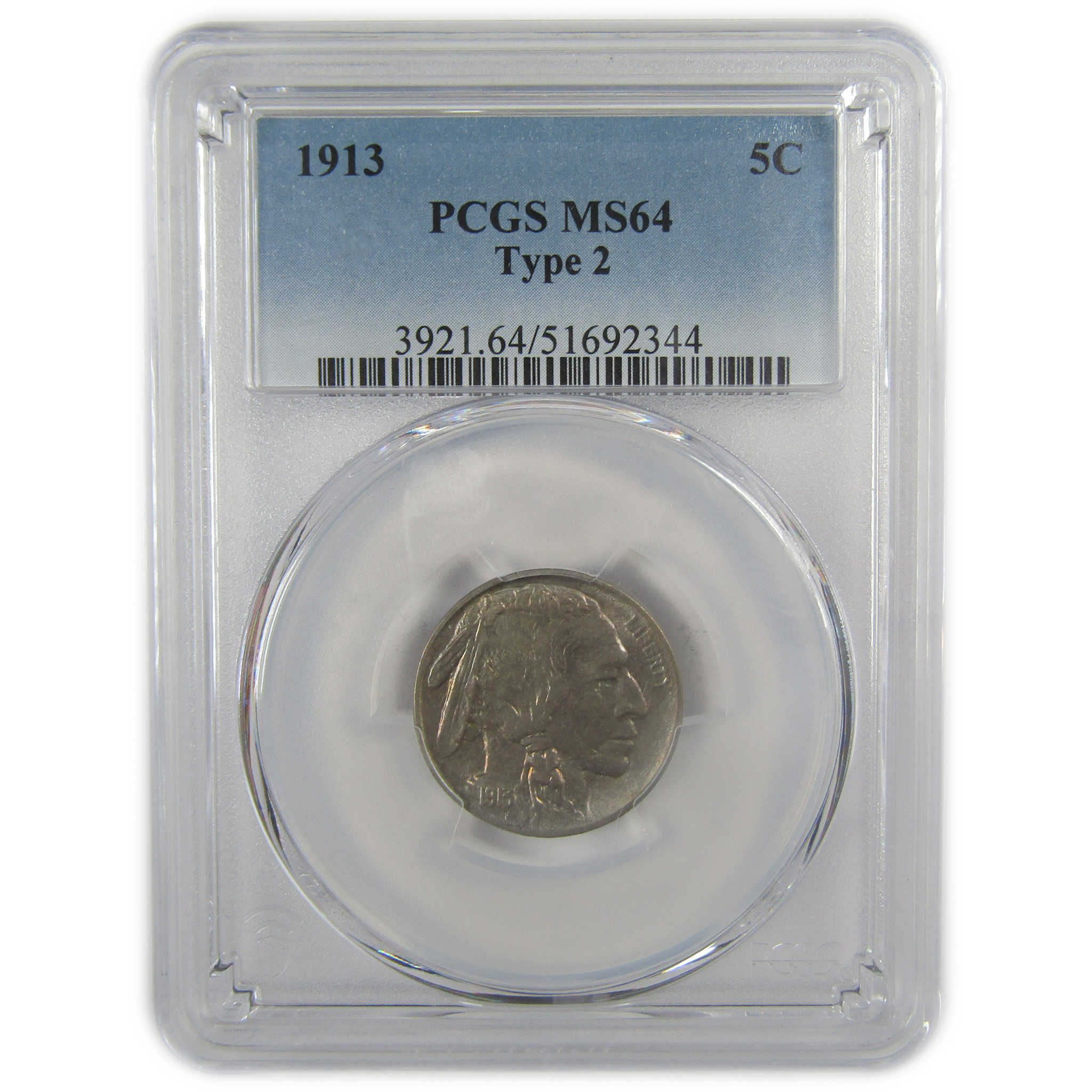 1913 Type 2 Indian Head Buffalo Nickel MS 64 PCGS 5c Coin SKU:I22012