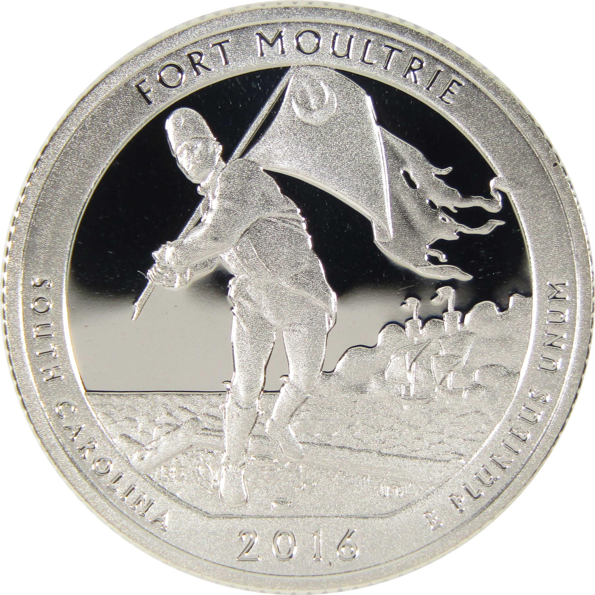 2016 Fort Moultrie South Carolina commemorative quarter coin with soldier and fort design