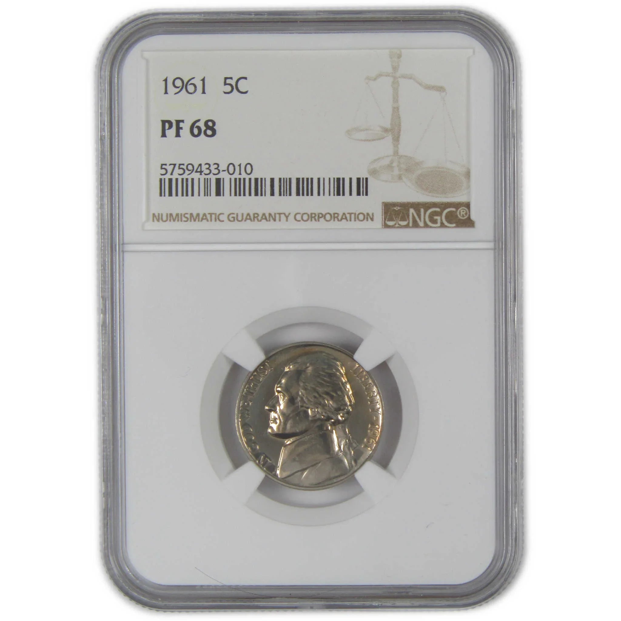1961 Jefferson Nickel PF 68 NGC Proof 5c Coin SKU:CPC0122