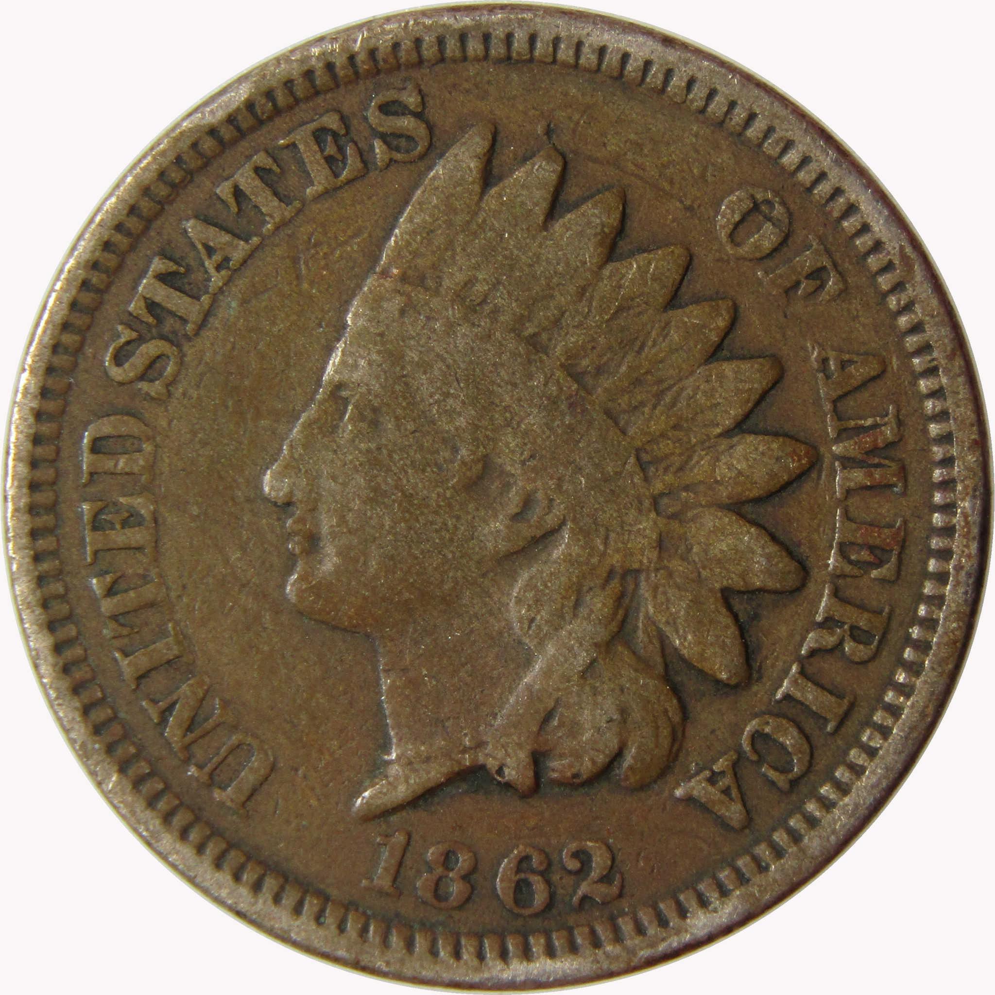 1862 Indian Head Cent VG Very Good Penny 1c Coin SKU:CP1099