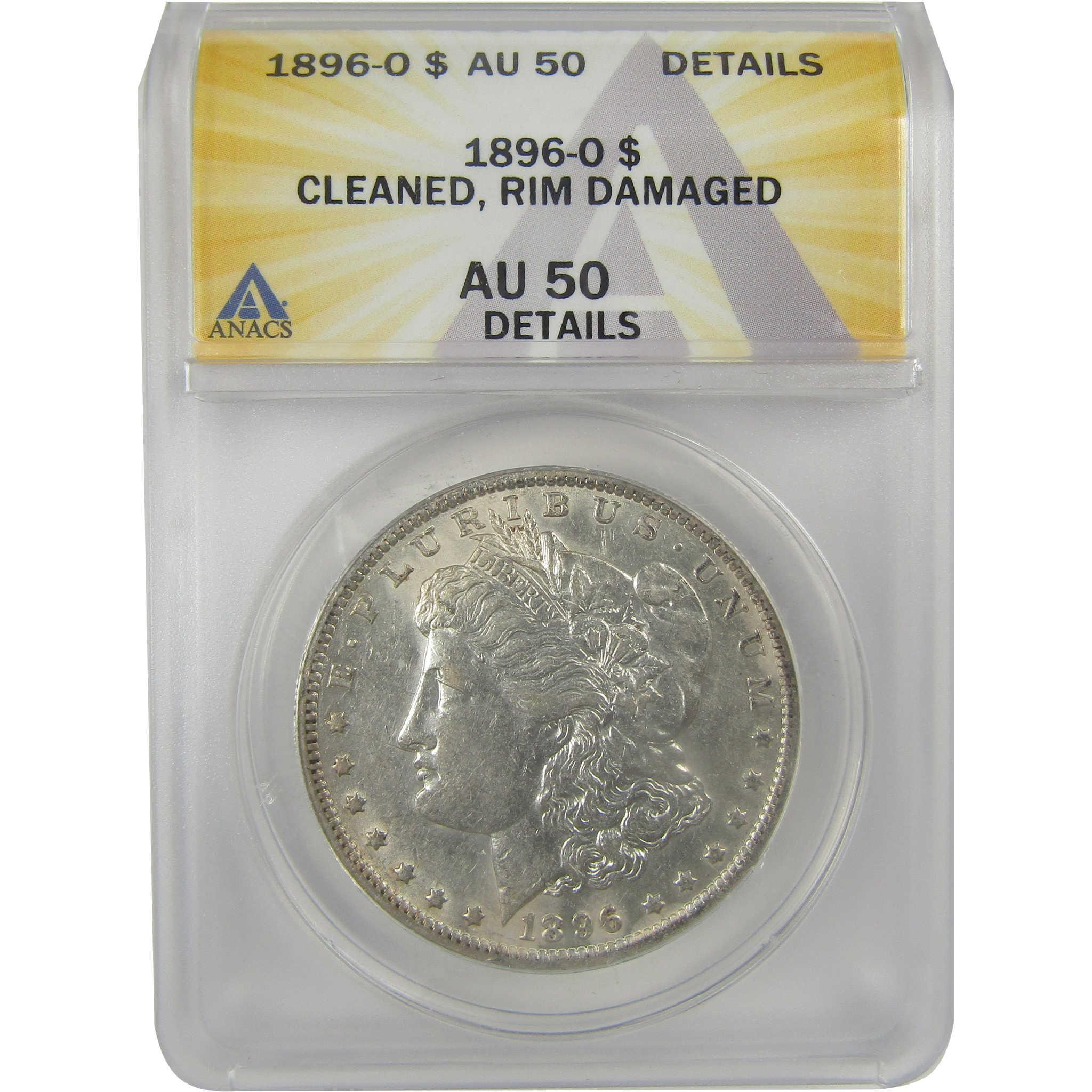 1896 O Morgan Dollar AU 50 Details ANACS Silver $1 Coin SKU:I21783 - Morgan coin - Morgan silver dollar - Morgan silver dollar for sale - Profile Coins & Collectibles