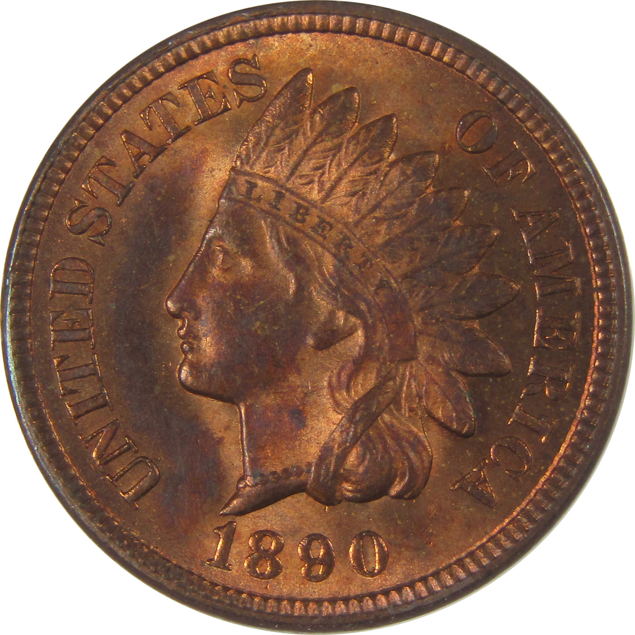 1890 Indian Head Cent MS 63 RB ANACS Penny Uncirculated SKU:I23001