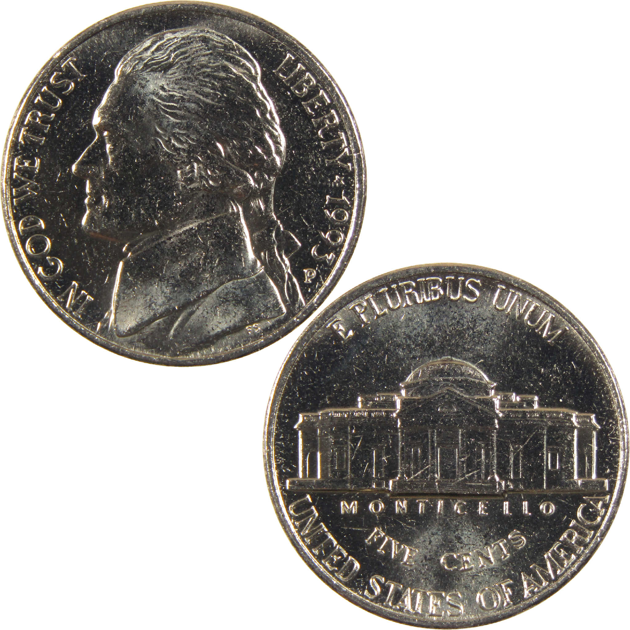 1993 P Jefferson Nickel BU Uncirculated 5c Coin