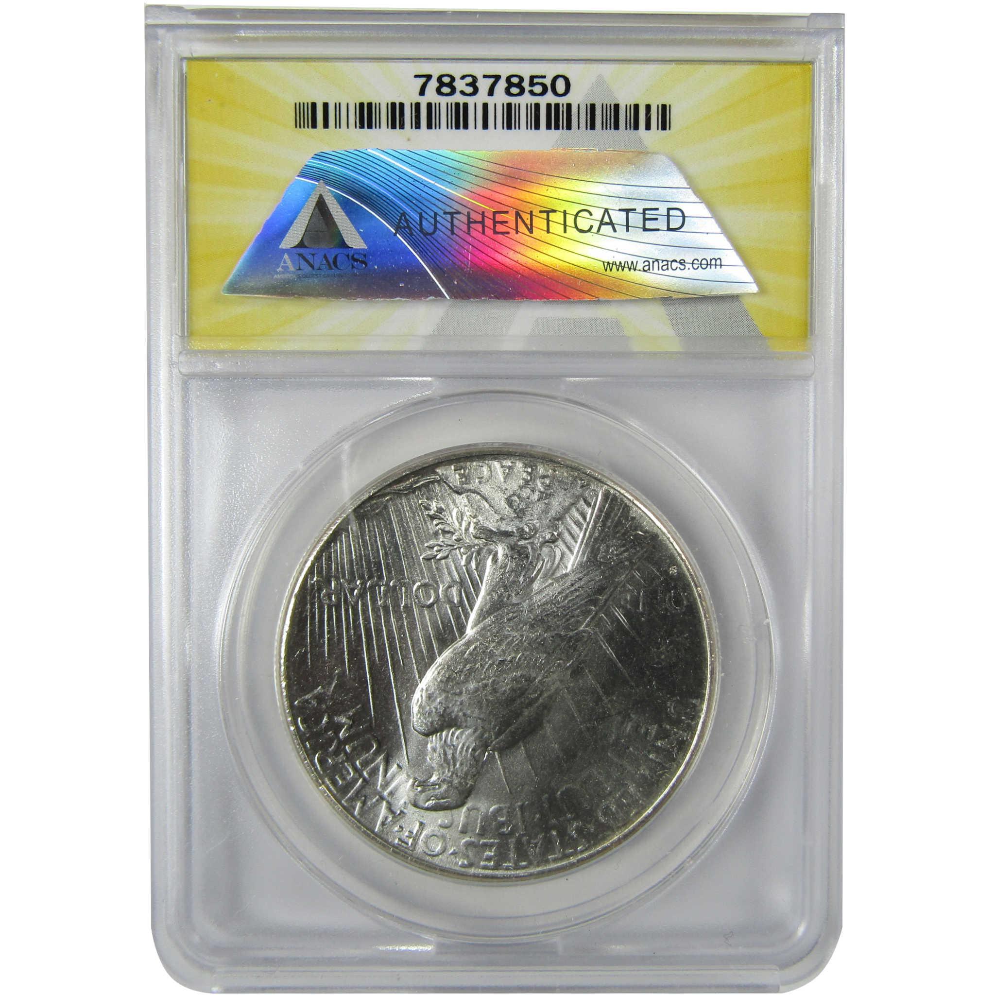 1927 S Peace Silver Dollar MS 62 ANACS Uncirculated $1 Coin SKU:CP629