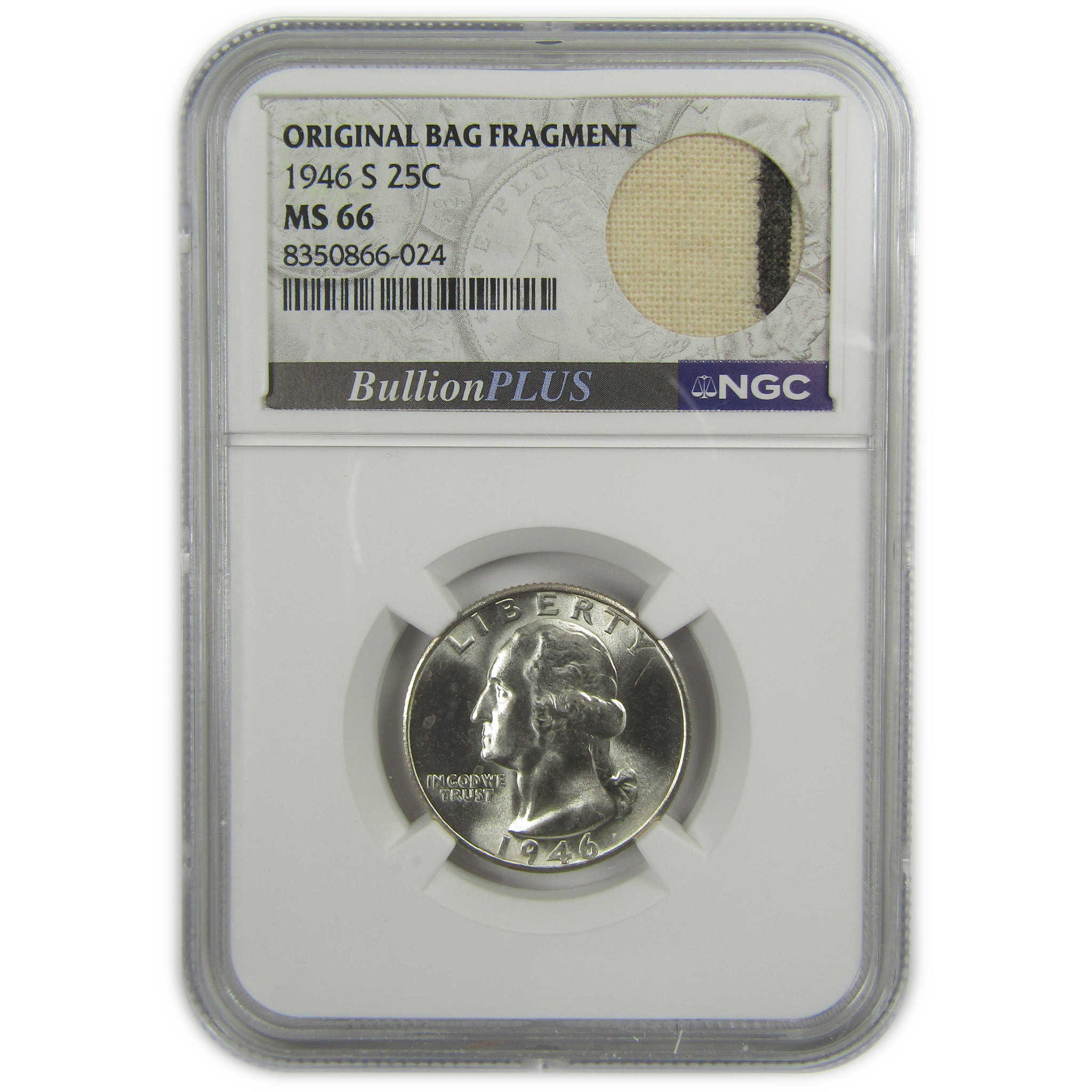 1946 S Washington Quarter MS 66 NGC Silver Bag Fragment SKU:I20510