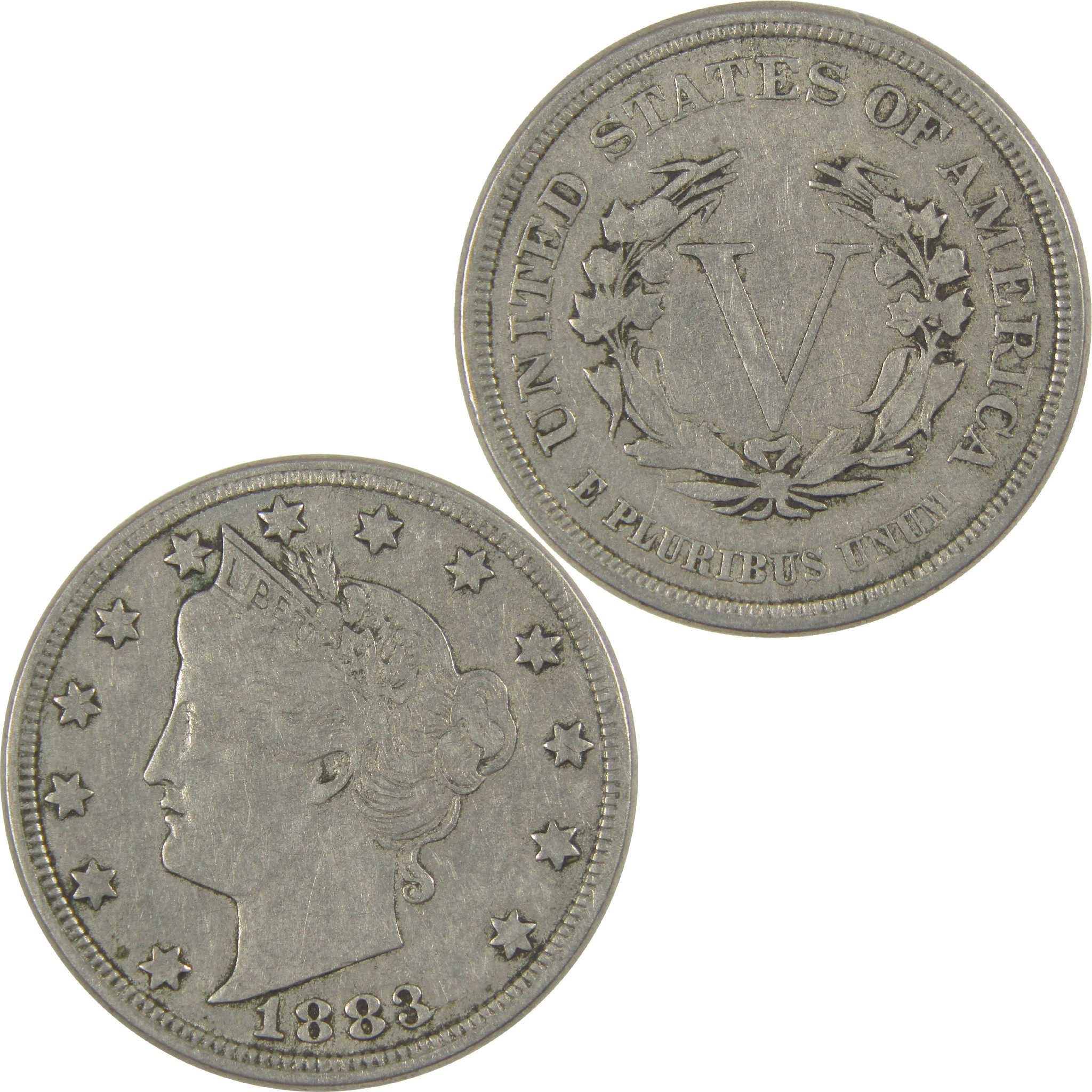 1883 No Cents Liberty Head V Nickel VF Very Fine 5c Coin