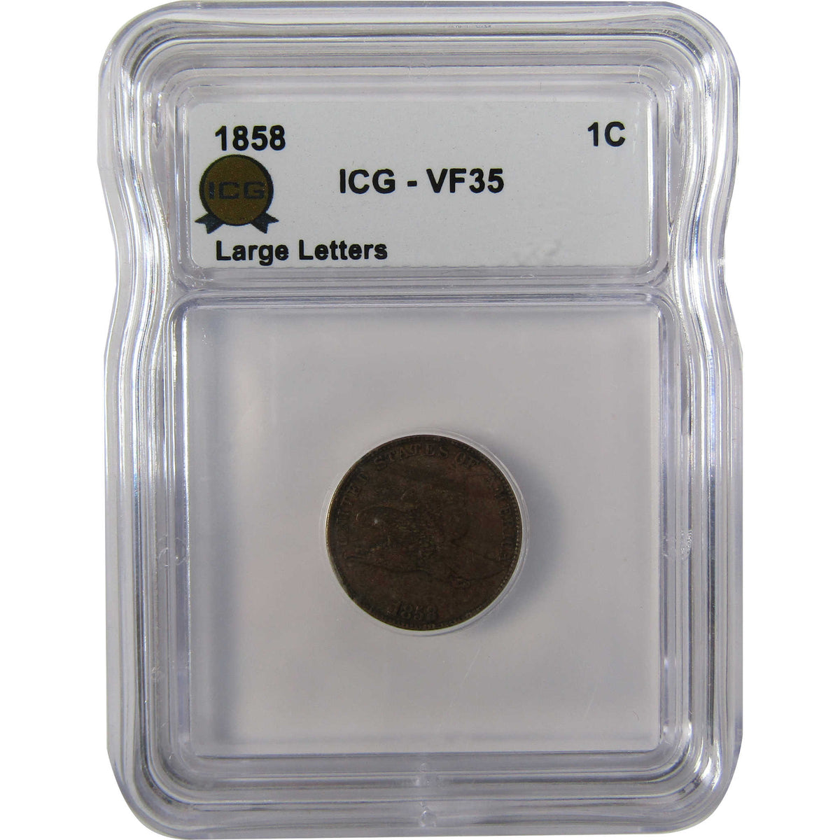 1858 Large Letters Flying Eagle Cent VF 35 ICG 1c Coin SKU:I29110
