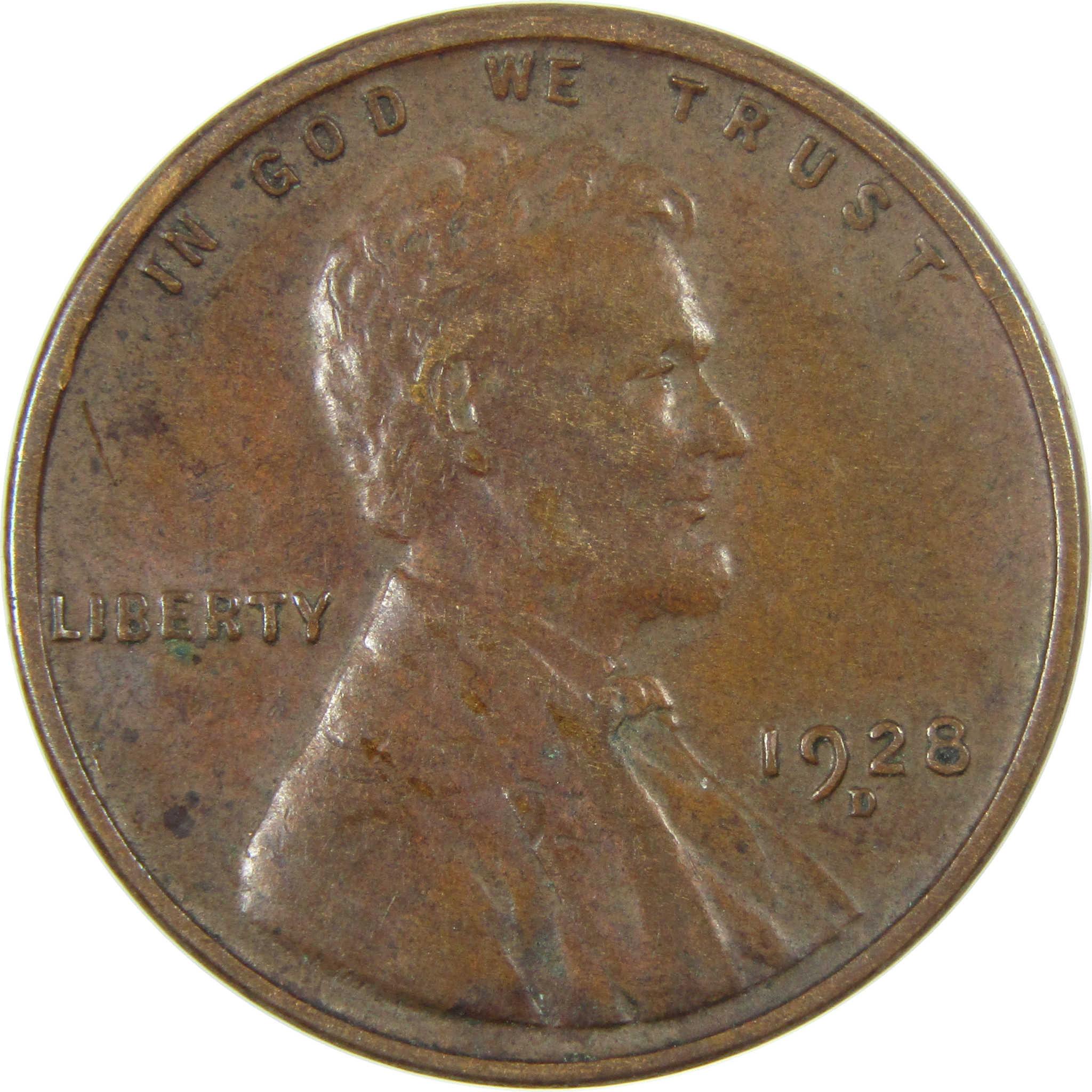 1928 D Lincoln Wheat Cent VF Very Fine Penny 1c Coin SKU:I27630