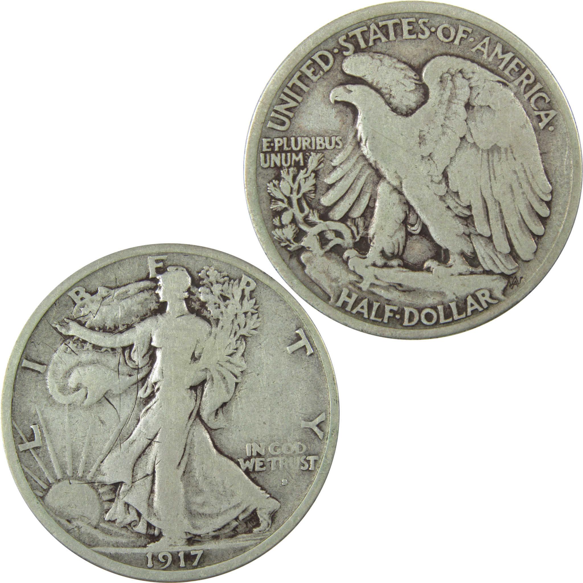 1917 S Obverse Liberty Walking 50c VG Very Good Details SKU:CP1466