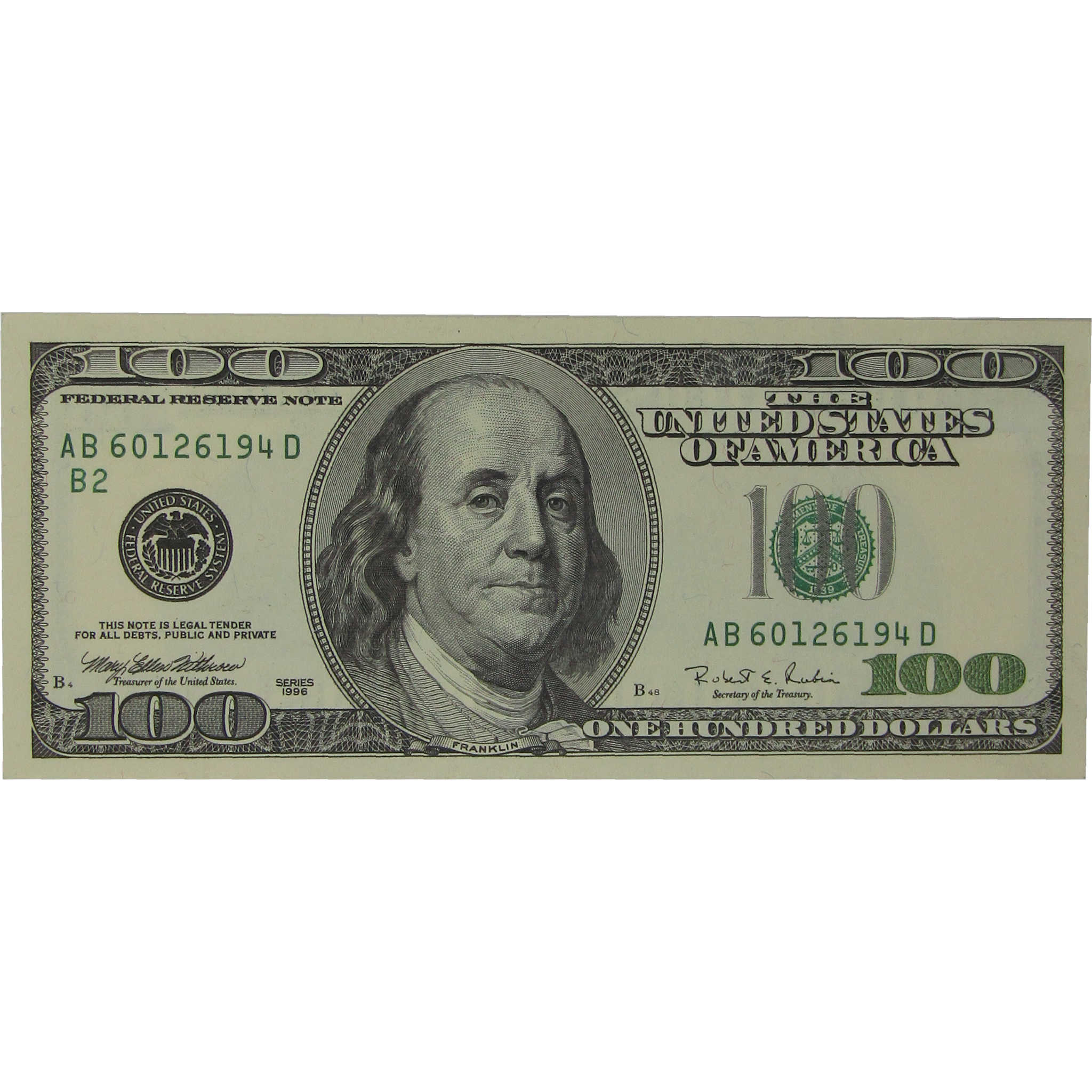 1996 $100 FR Note Gem Unc 67 EPQ PMG Inverted Watermark Error