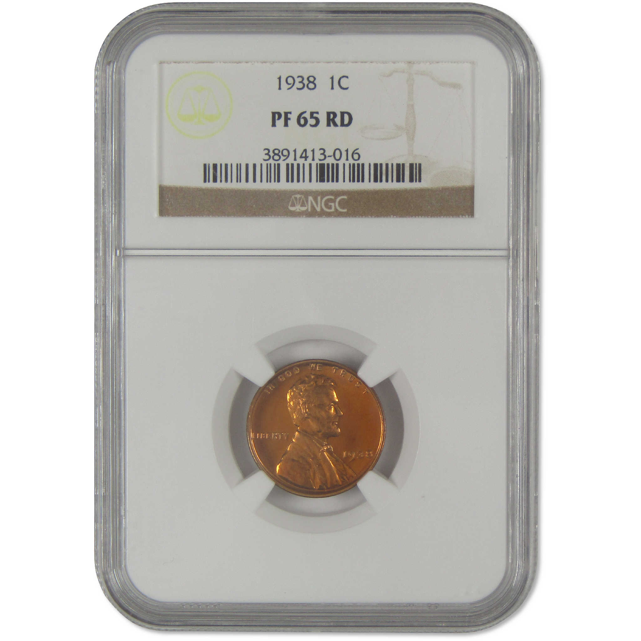 1938 Lincoln Wheat Cent PF 65 RD NGC Penny Proof 1c Coin