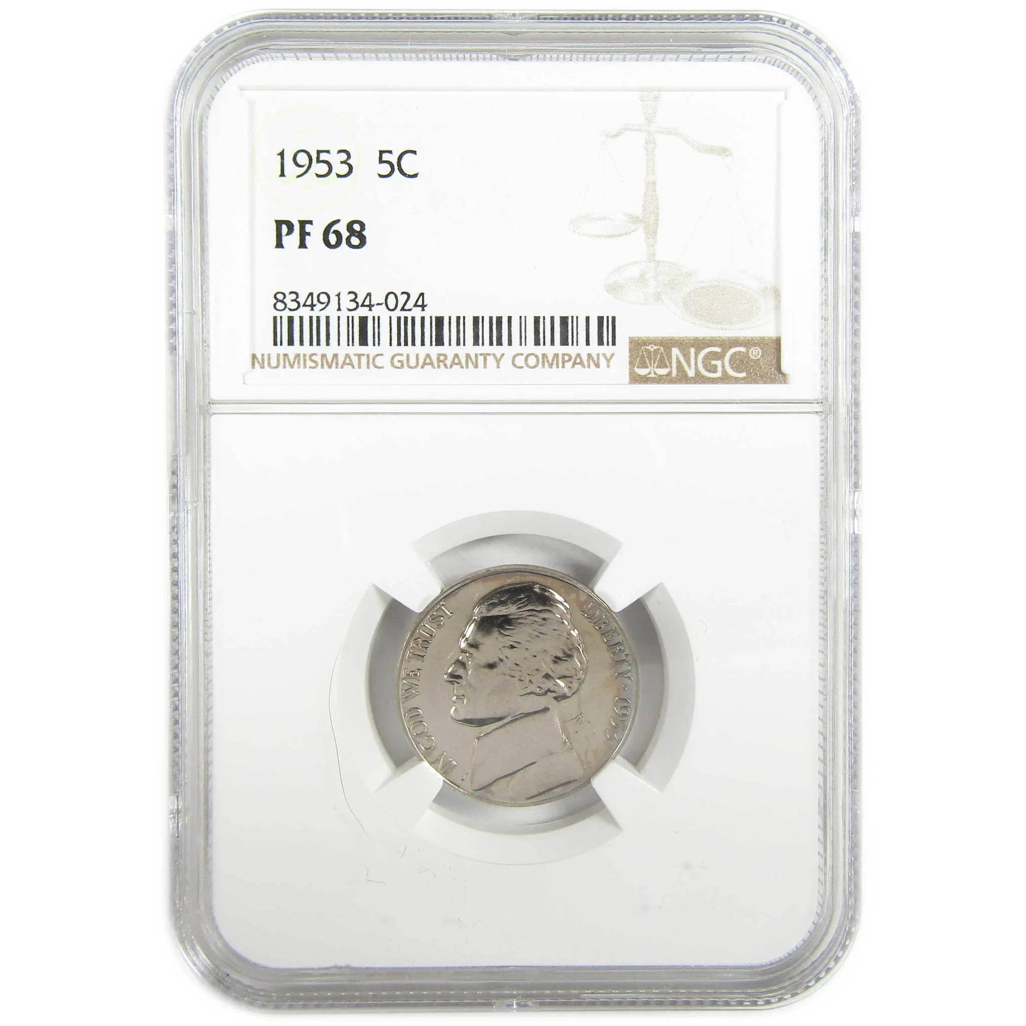 1953 Jefferson Nickel PF 68 NGC Proof 5c Coin Collectible SKU:I27367