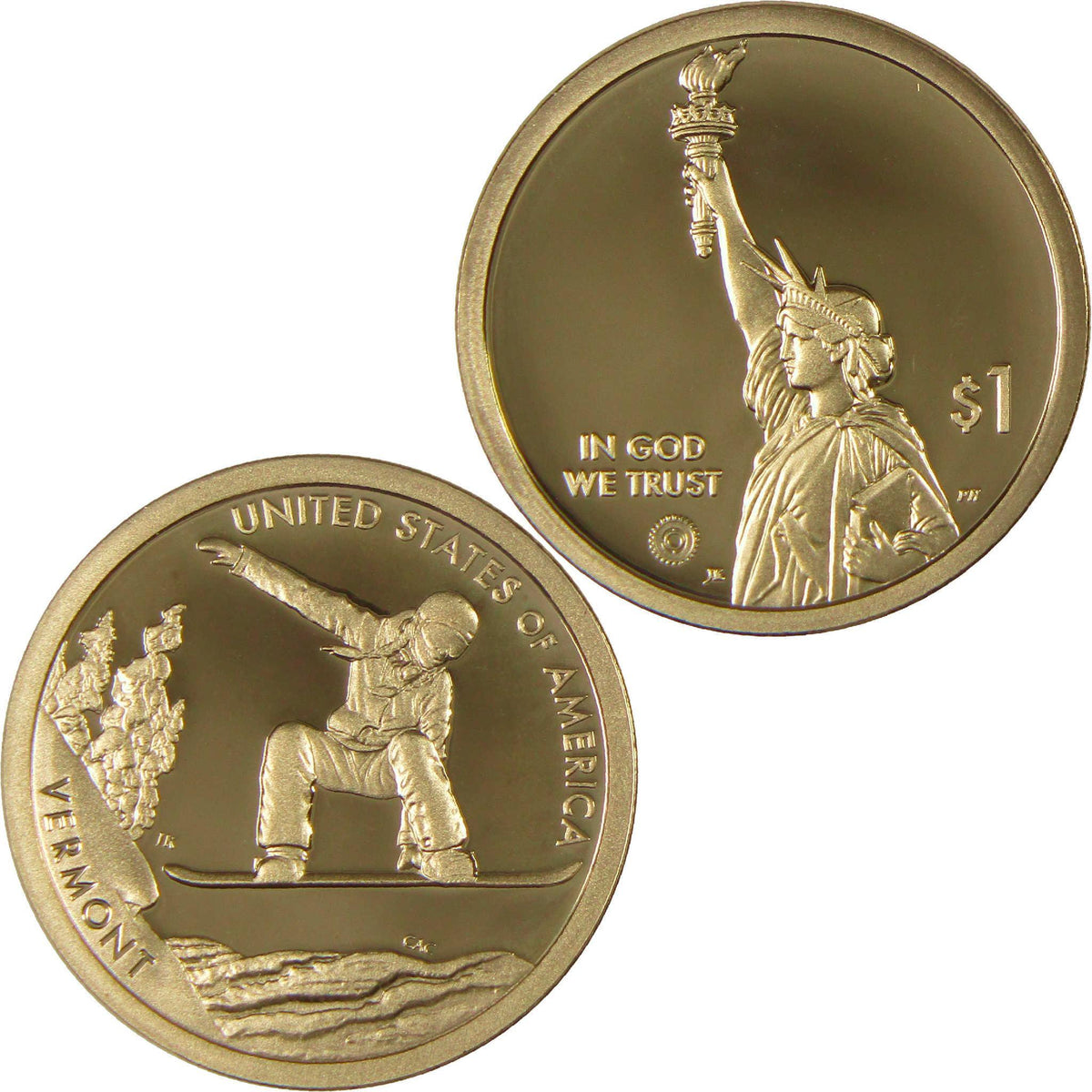2022 S Vermont Snowboarding American Innovation Dollar Proof $1 Coin