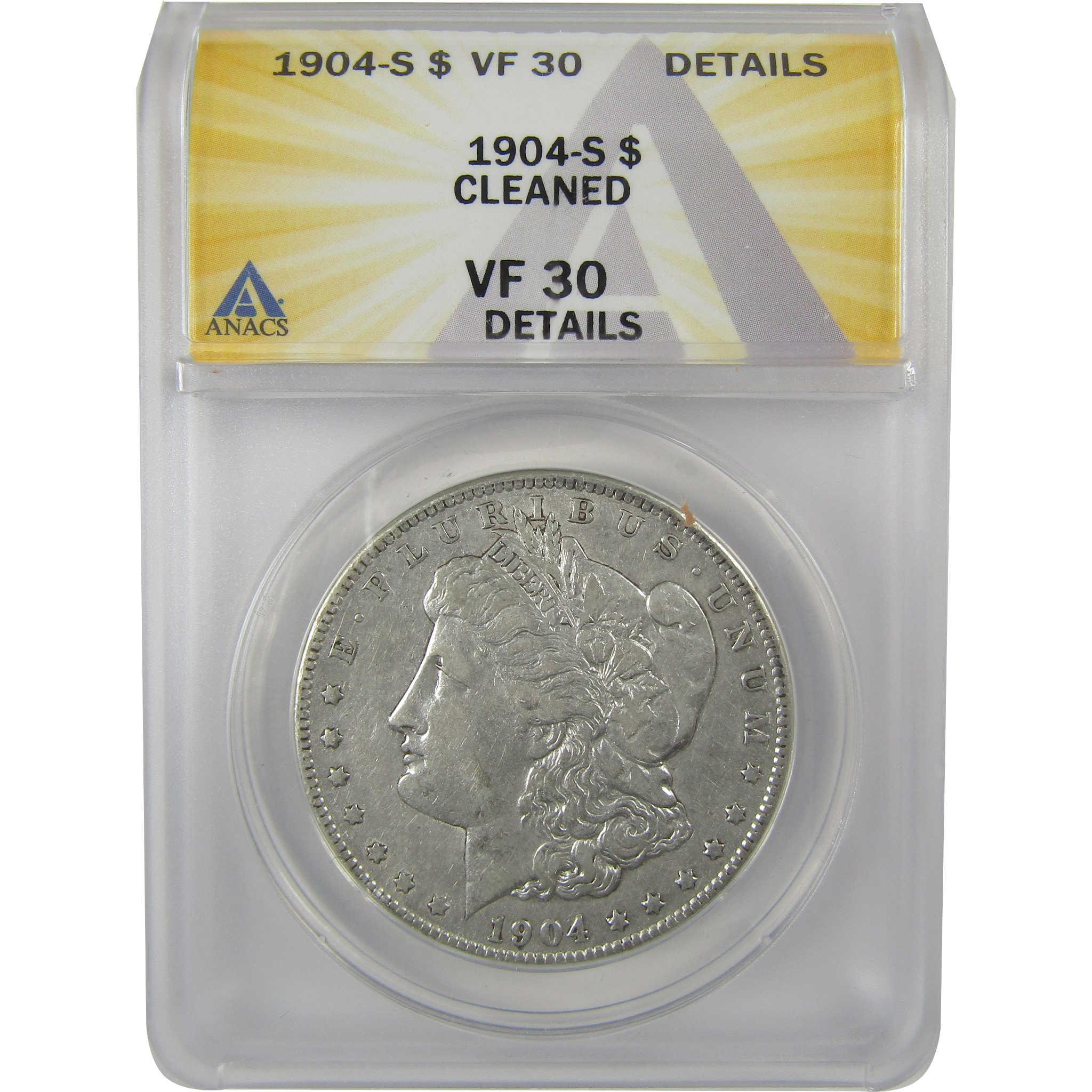 1904 S Morgan Dollar VF 30 Details ANACS Silver $1 Coin SKU:I21155 - Morgan coin - Morgan silver dollar - Morgan silver dollar for sale - Profile Coins & Collectibles