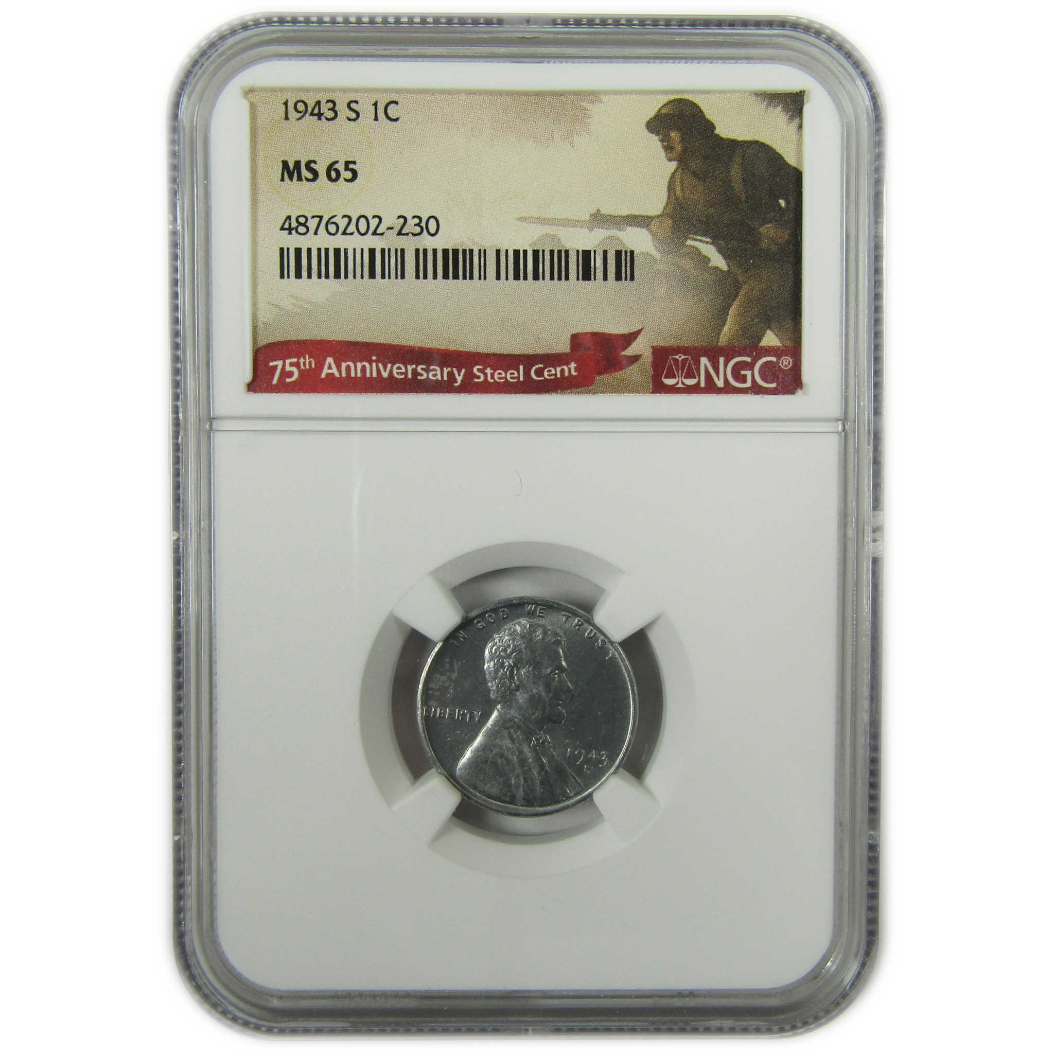 1943 S Lincoln Wheat Steel 1c MS 65 NGC 75th Anniversary SKU:CP1653