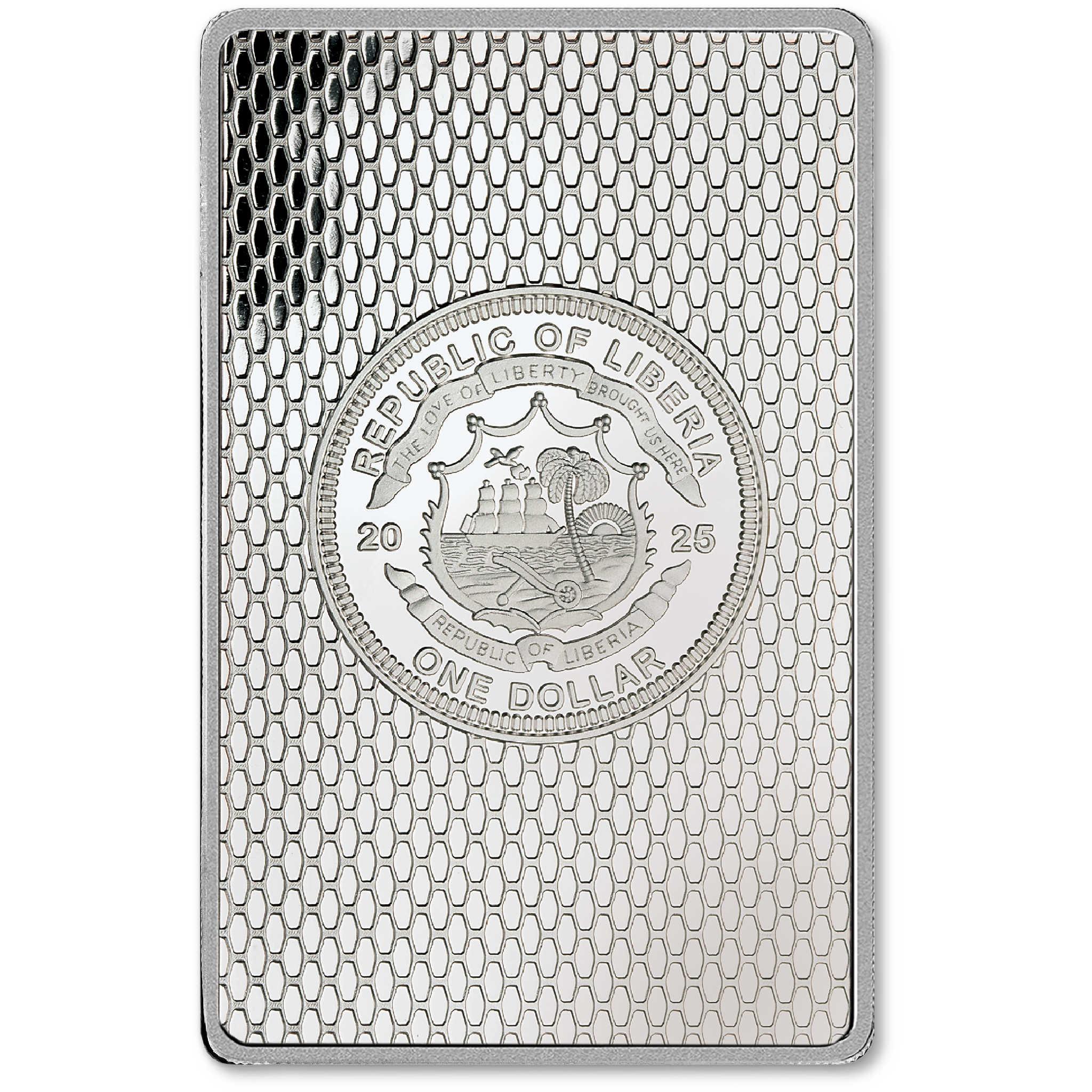 2025 Liberia Ford Holiday Truck White Brass Uncirculated $1 Coin Bar