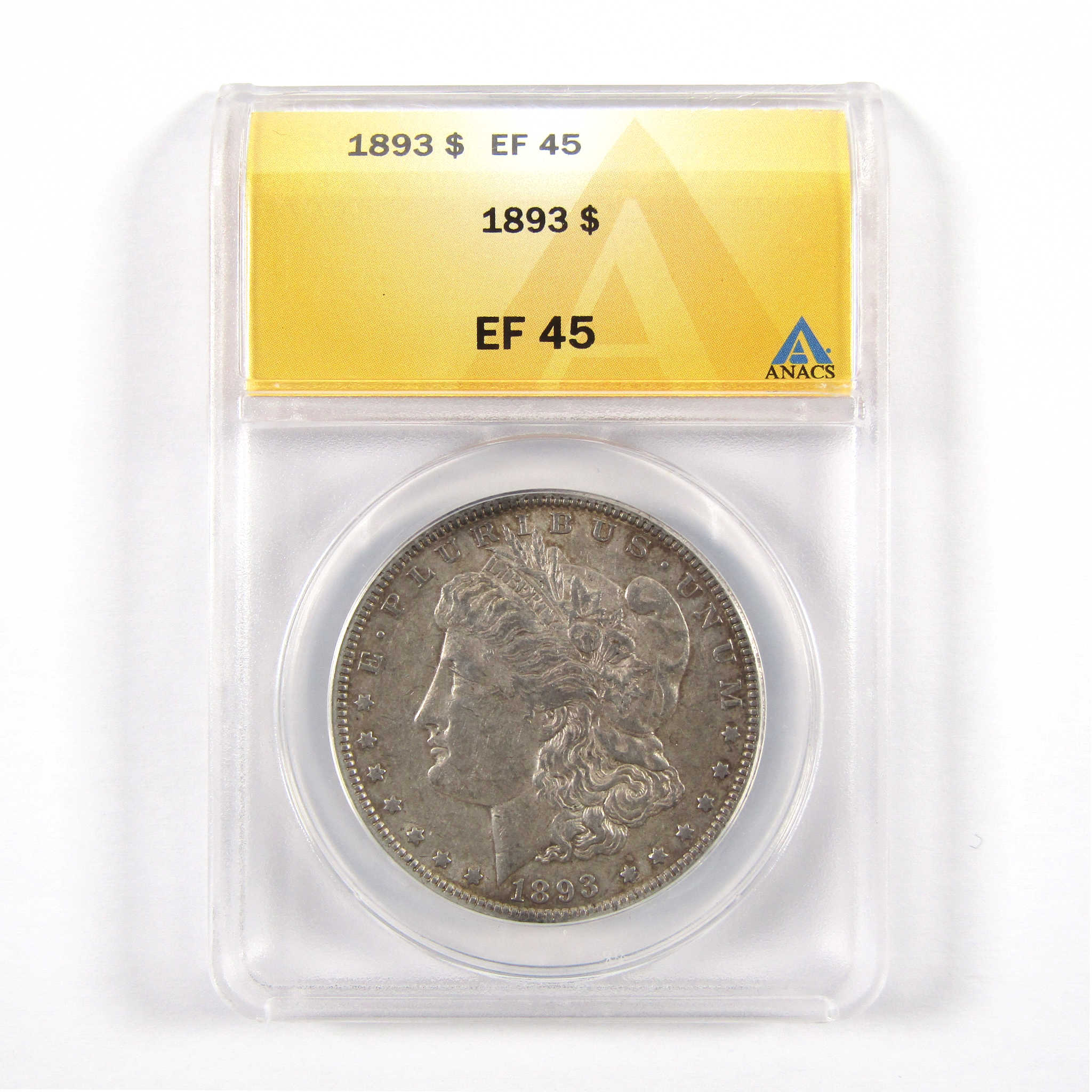 1893 Morgan Dollar EF 45 ANACS 90% Silver $1 Coin SKU:I10445 - Morgan coin - Morgan silver dollar - Morgan silver dollar for sale - Profile Coins & Collectibles