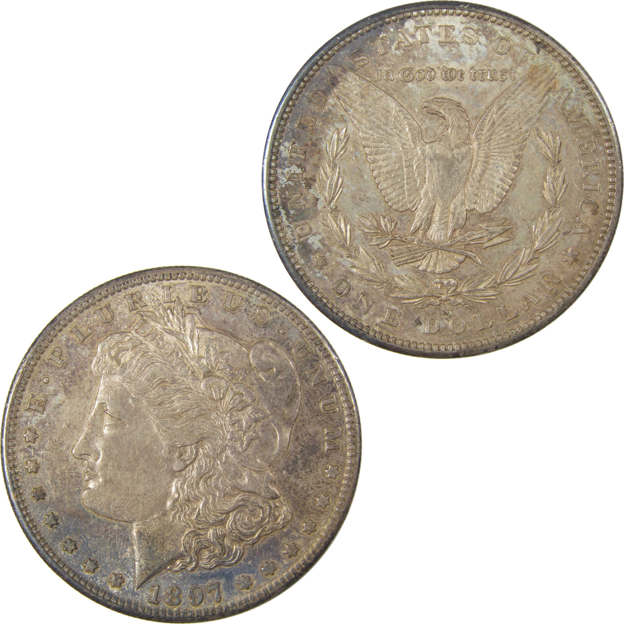 1897 S Morgan Dollar AU About Uncirculated Silver $1 Coin SKU:I17929 - Morgan coin - Morgan silver dollar - Morgan silver dollar for sale - Profile Coins & Collectibles