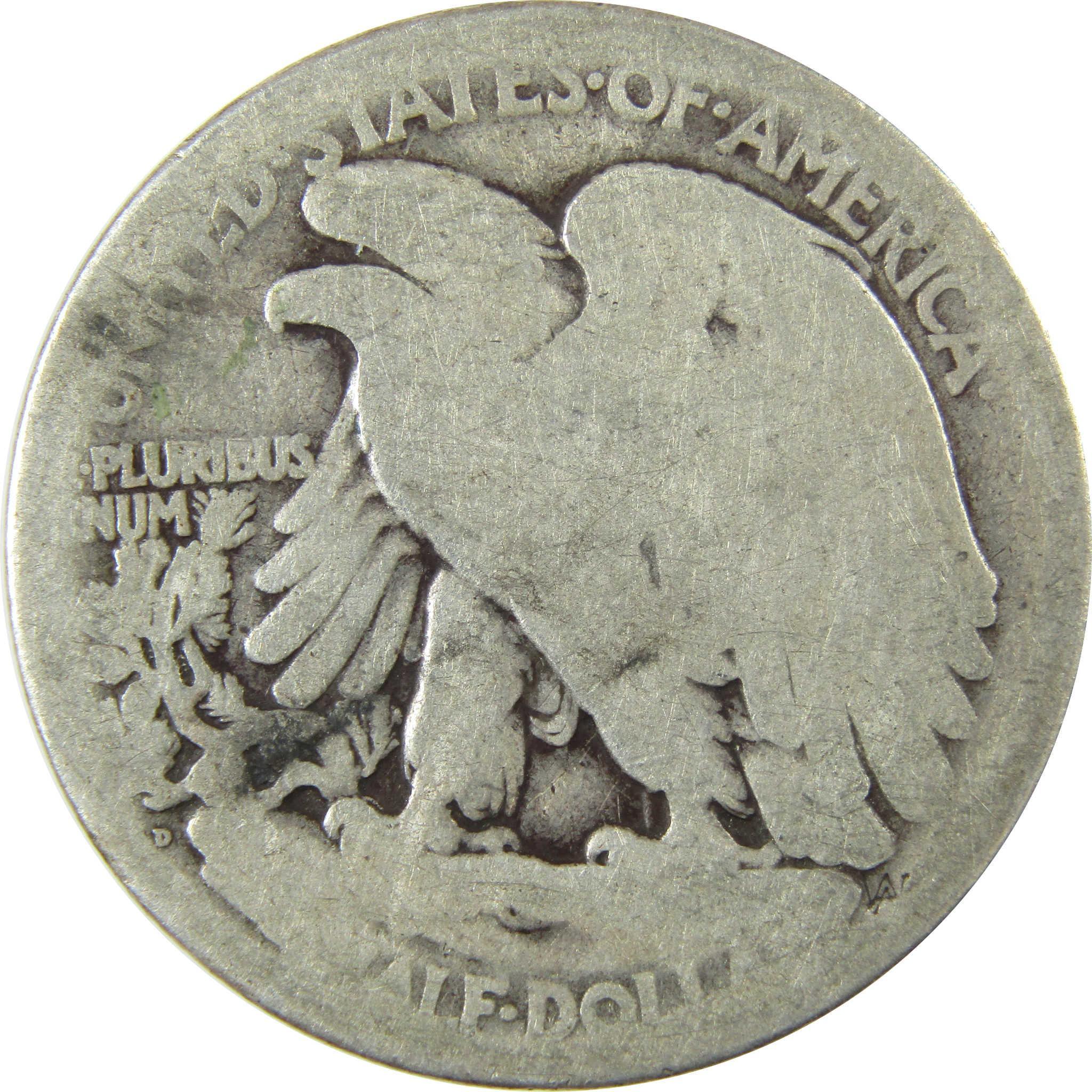1919 D Liberty Walking Silver Half Dollar AG About Good SKU:CP1423