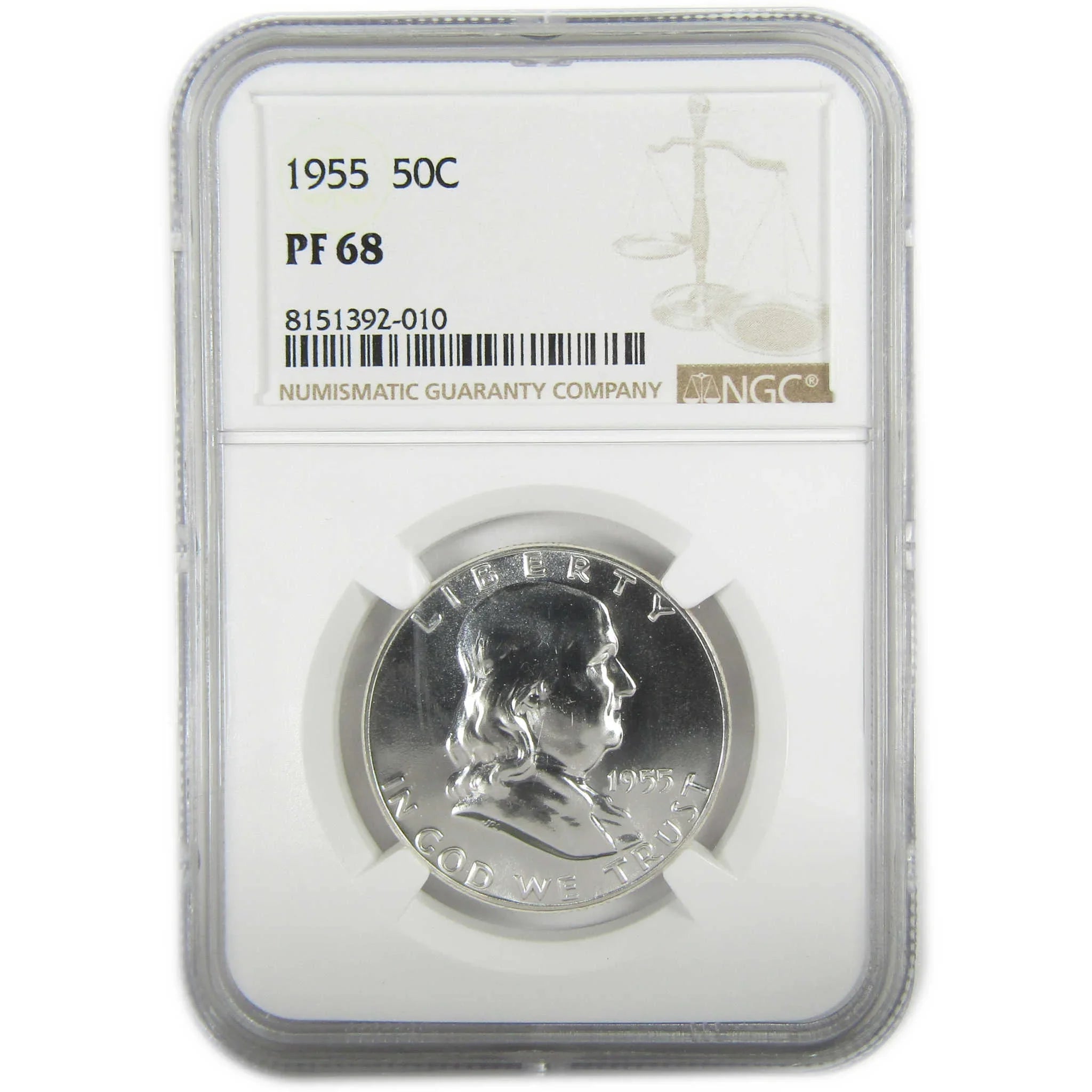 1955 Franklin Silver Half Dollar PF 68 NGC Proof 50c Coin SKU:I27410