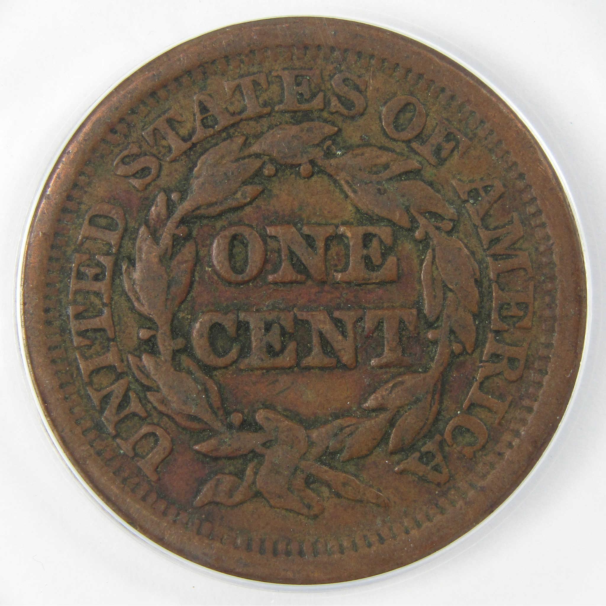 1850 Braided Hair Copper Large Cent VF 30 ANACS Penny SKU:I25622