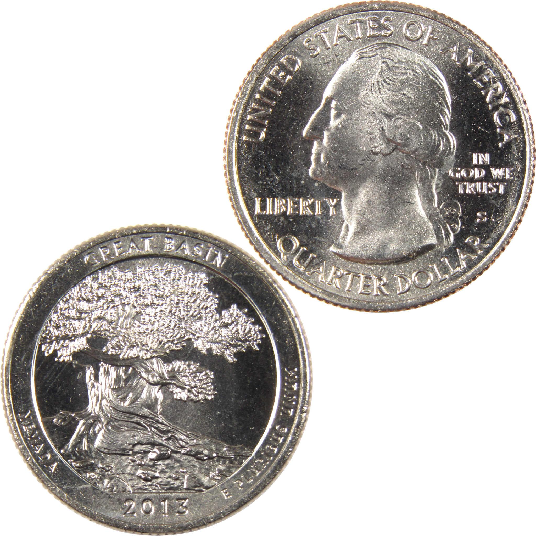2013 Great Basin Nevada quarter dollar collectible coin, obverse and reverse sides