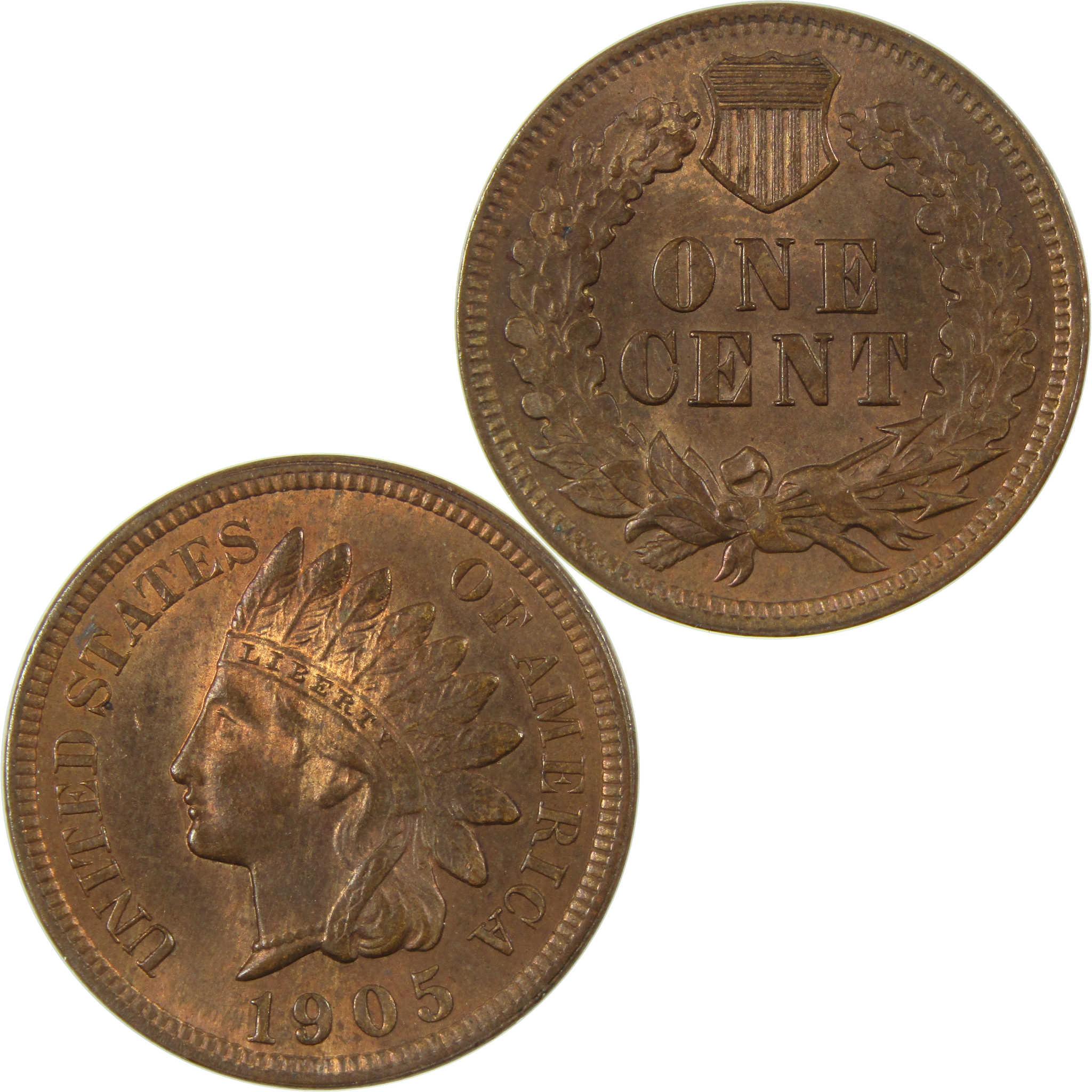 1905 Indian Head Cent BU Choice Uncirculated Mint State Red Brown
