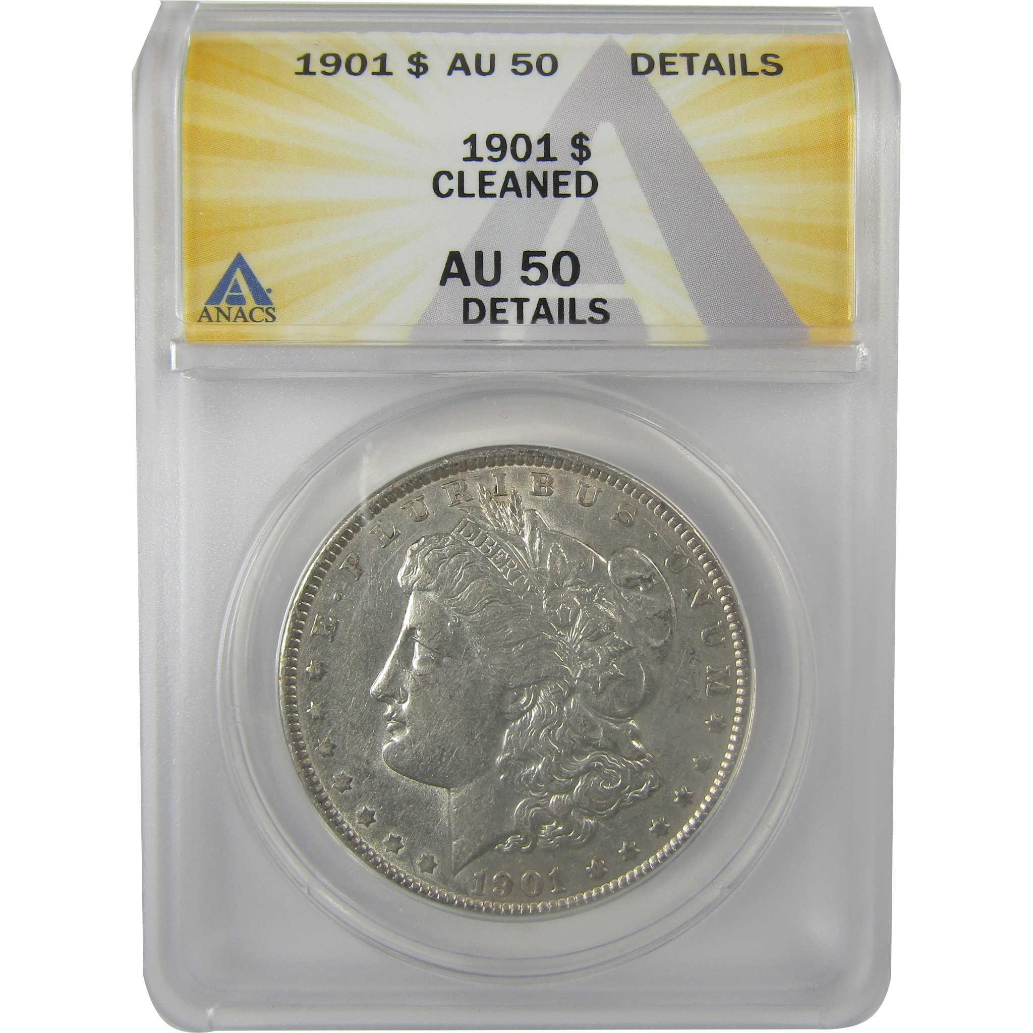 1901 Morgan Dollar AU 50 Details ANACS Silver $1 Coin SKU:I21283 - Morgan coin - Morgan silver dollar - Morgan silver dollar for sale - Profile Coins & Collectibles